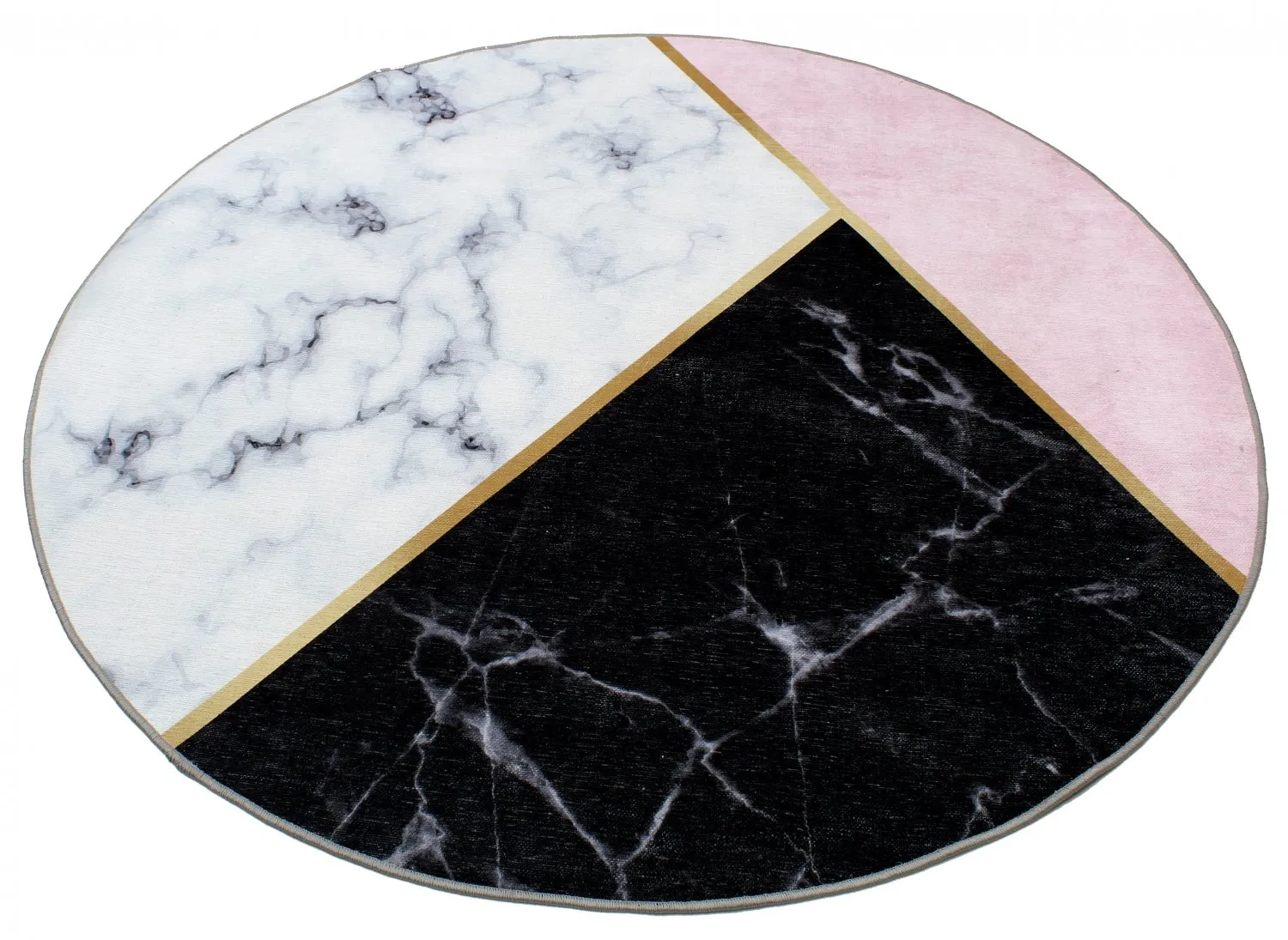 Round rug - Savino (black/white/pink)