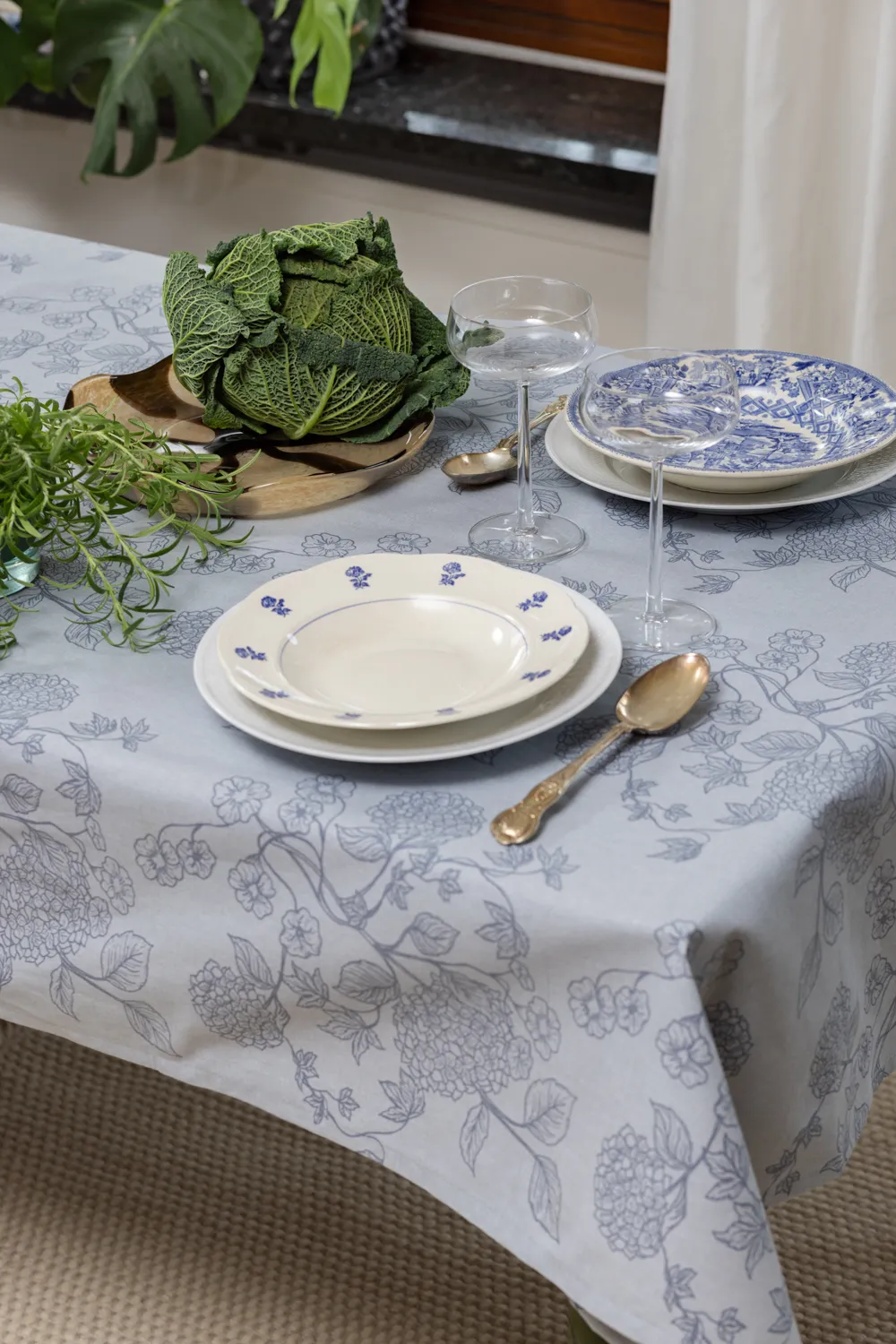 Cotton tablecloth Minna (blue)