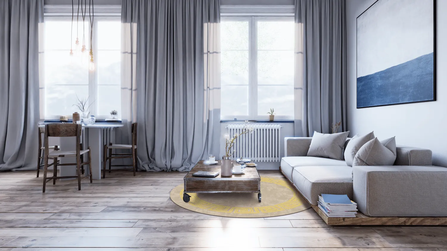 Round rug - Myra (beige/yellow)