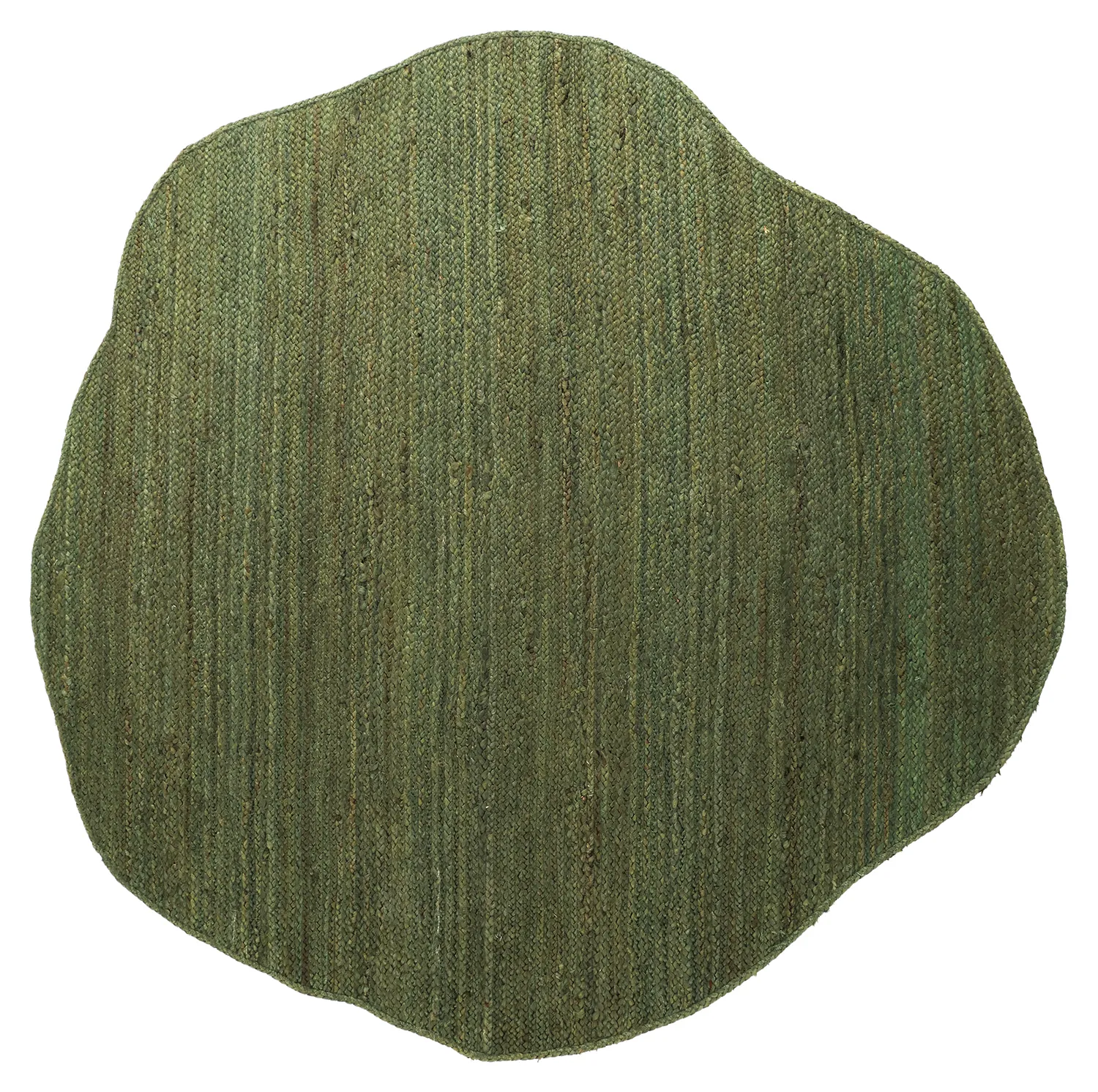 Irregular round jute rug - San Francisco (army green)