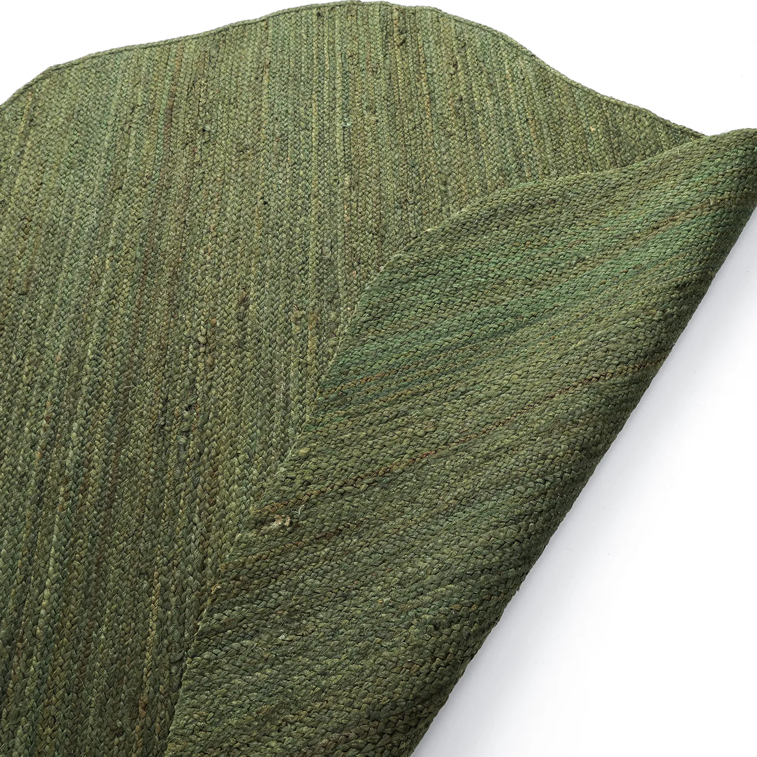 Irregular round jute rug - San Francisco (army green)