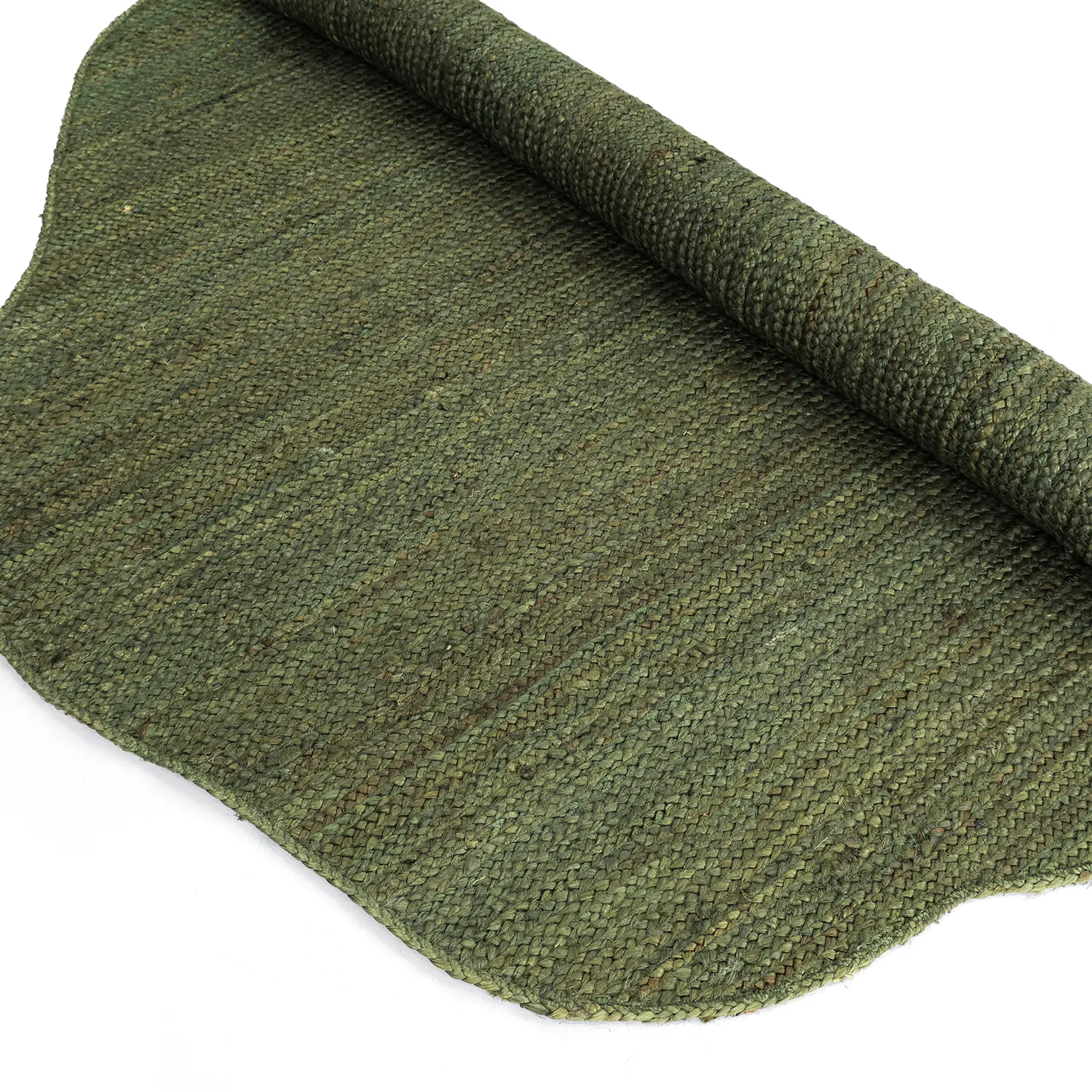 Irregular round jute rug - San Francisco (army green)