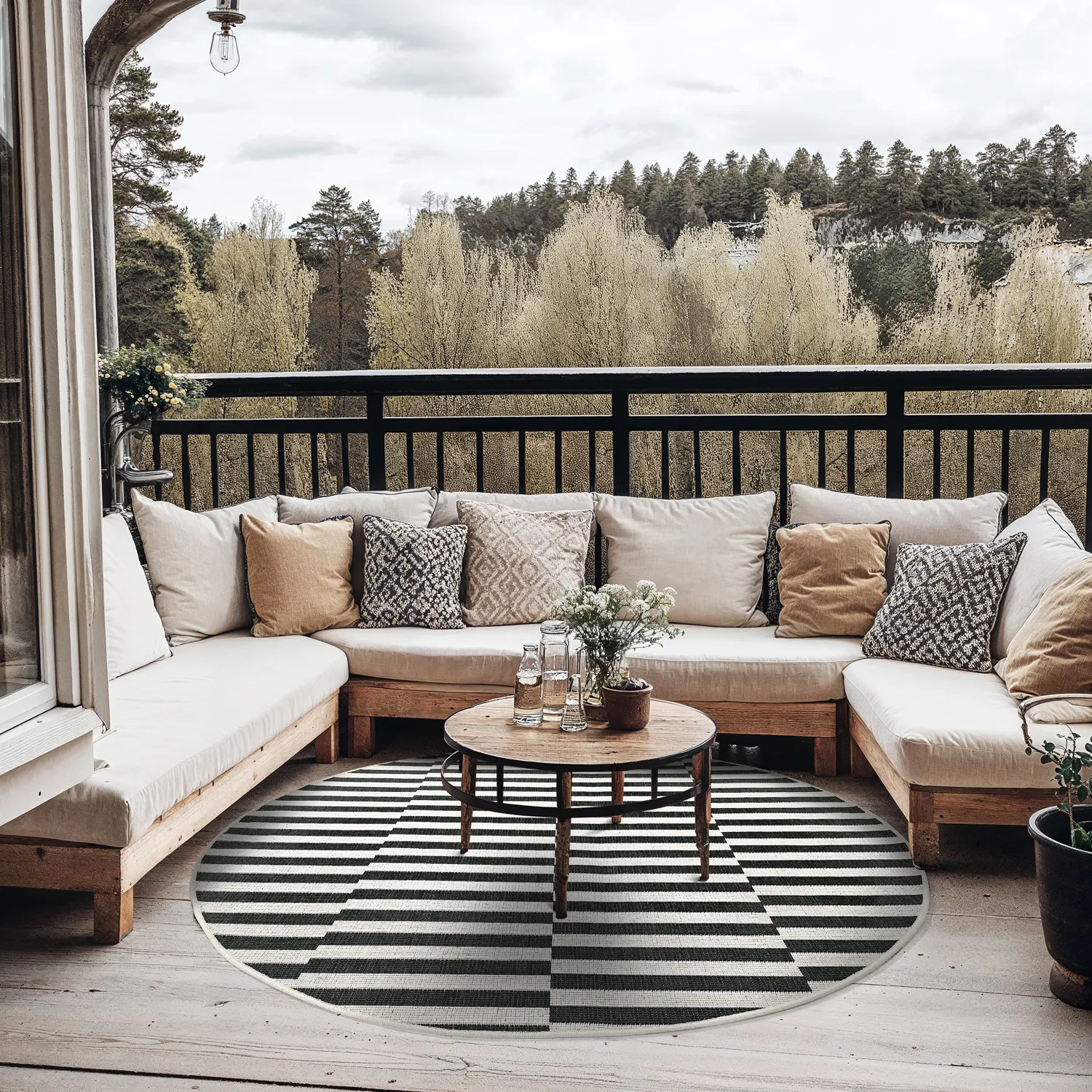 Round rug - Indoor/Outdoor Otto (black)