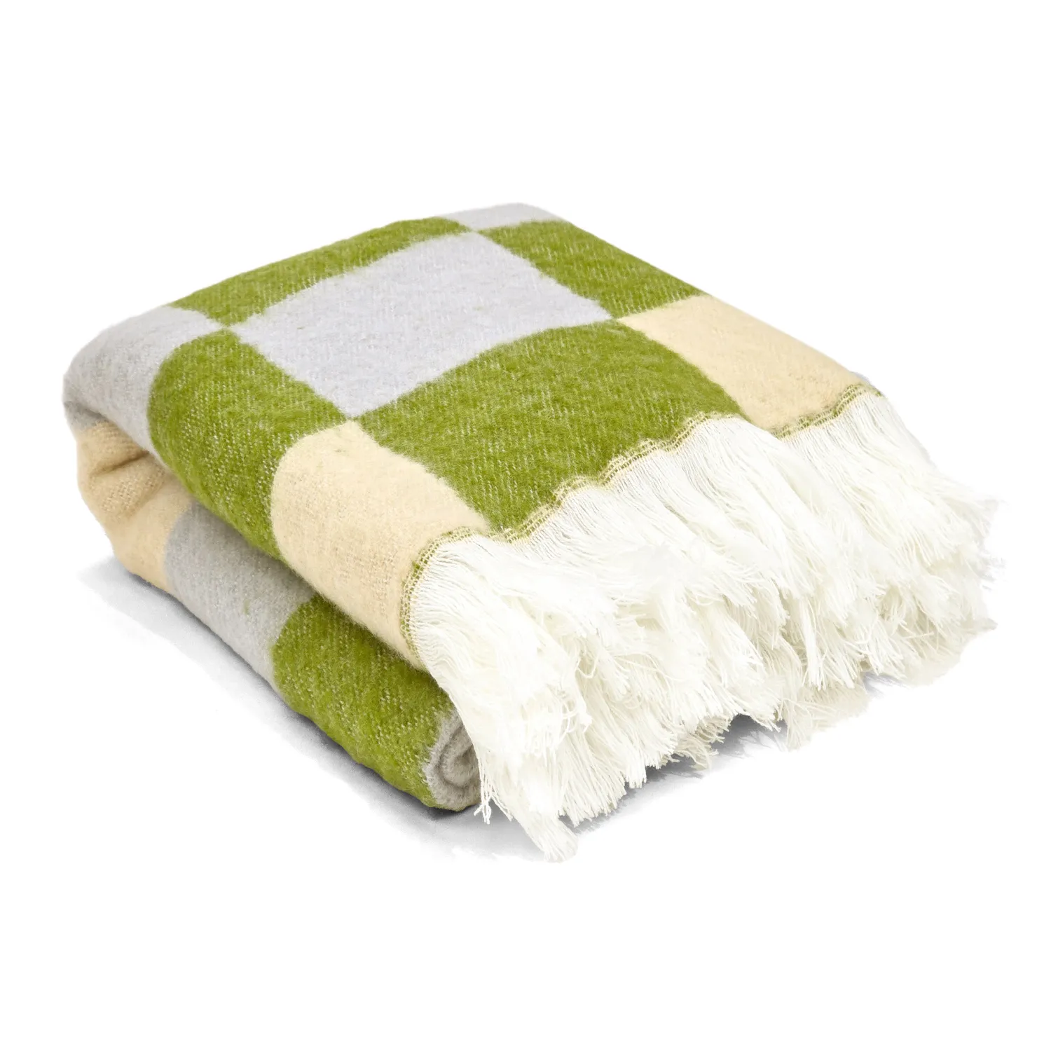 Throws - Wool blend throw - Audrey Check (beige/green/purple)