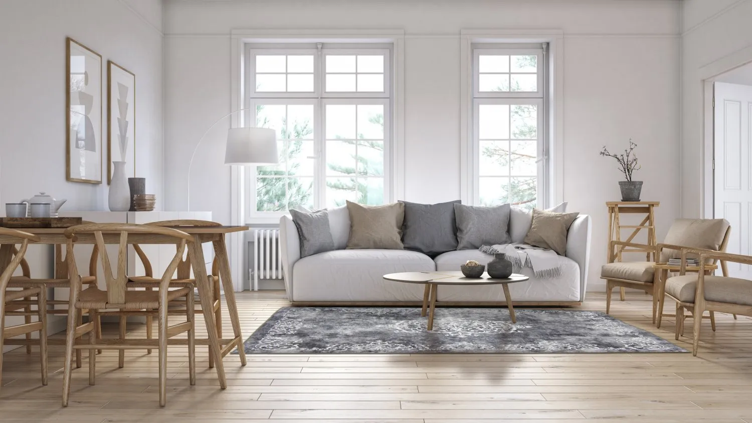 Wilton rug - Santi (dark grey/white)