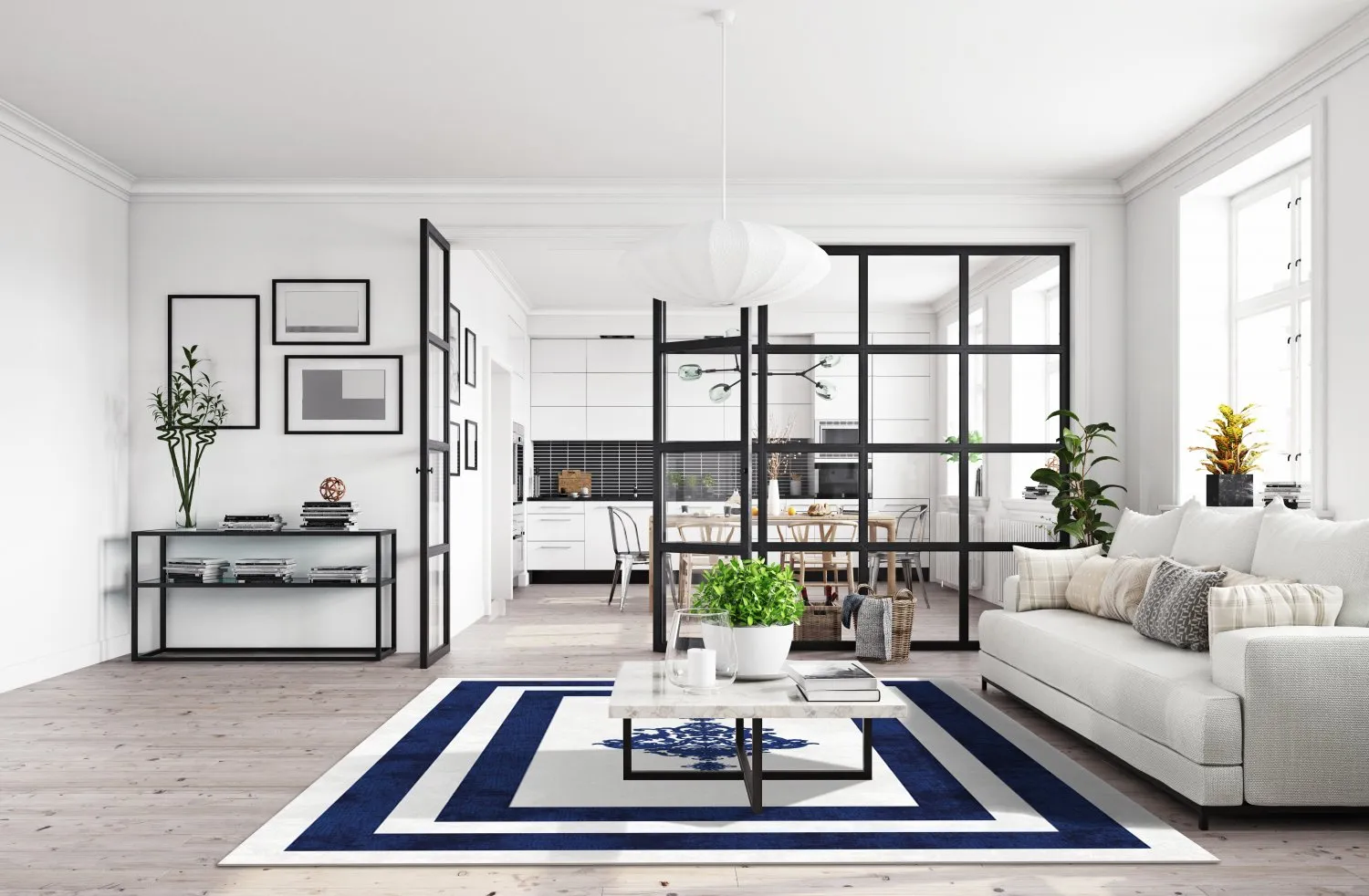 Wilton rug - Soros (blue/white)