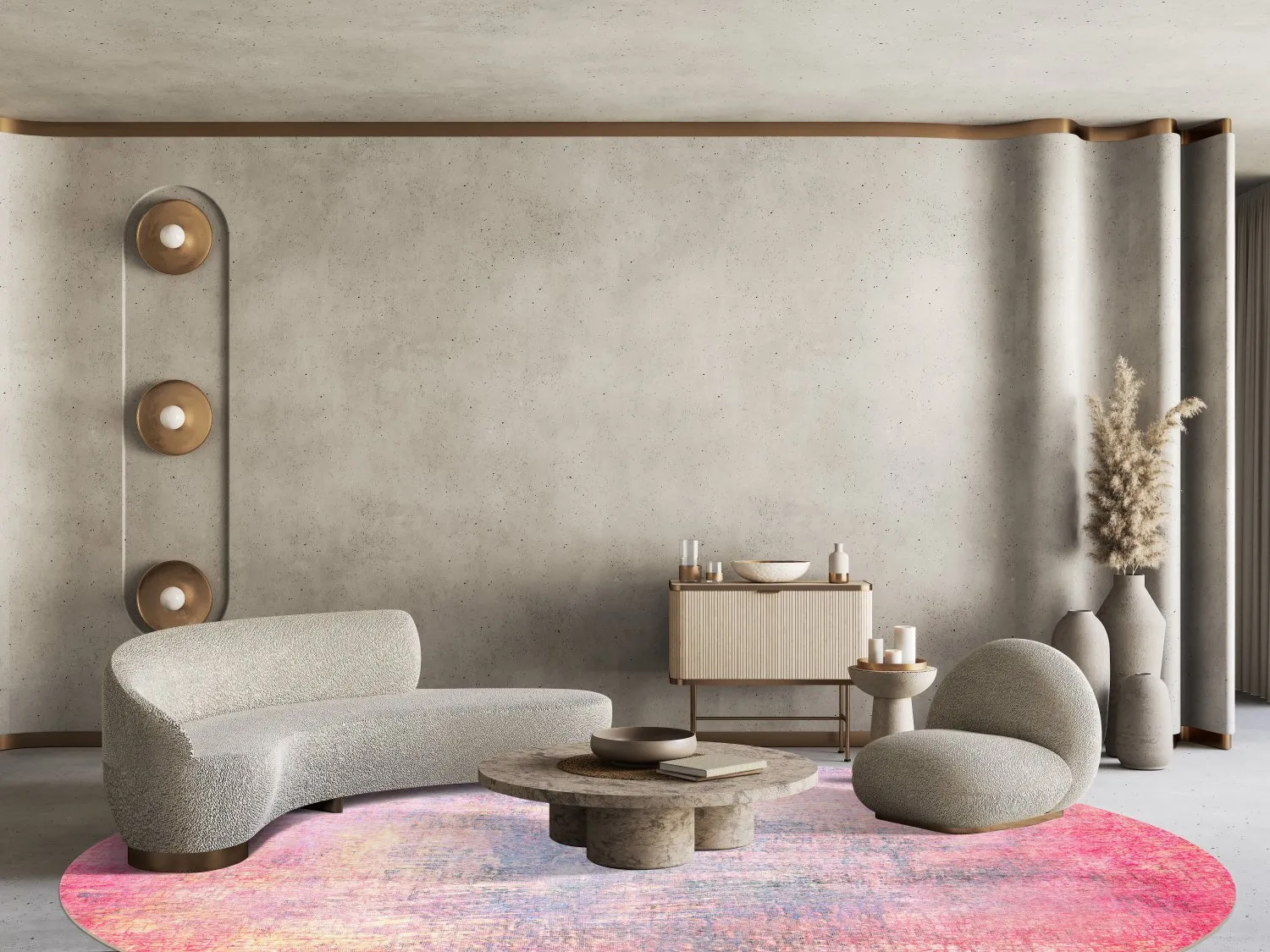 Round rug - Perugia (pink)