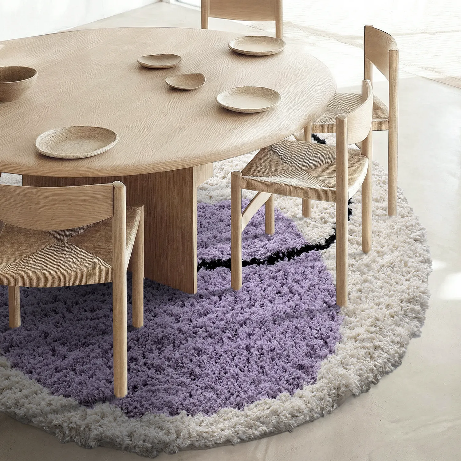 Round rug - Naousa Natural Cotton Shaggy (multi)