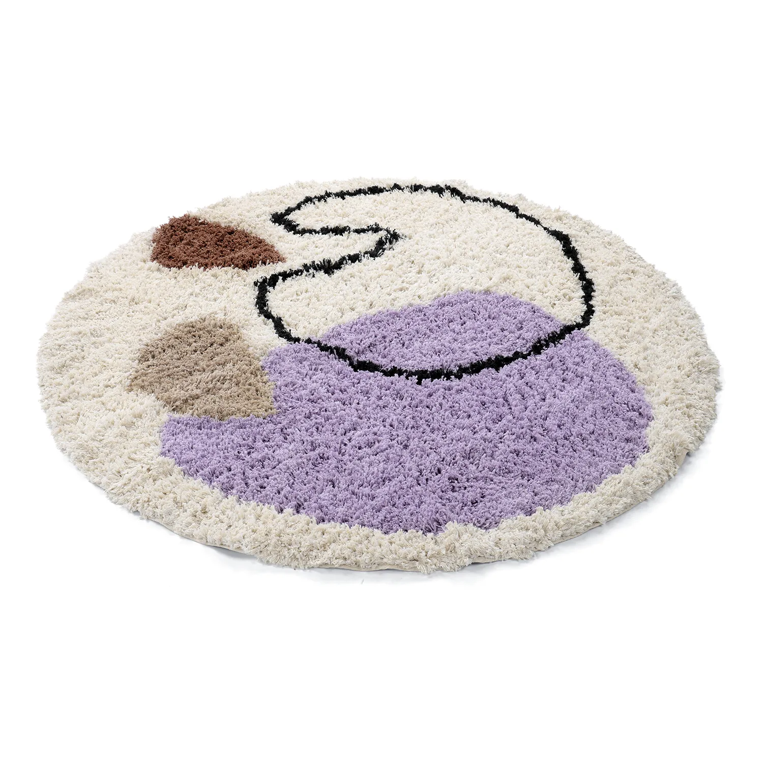 Round rug - Naousa Natural Cotton Shaggy (multi)