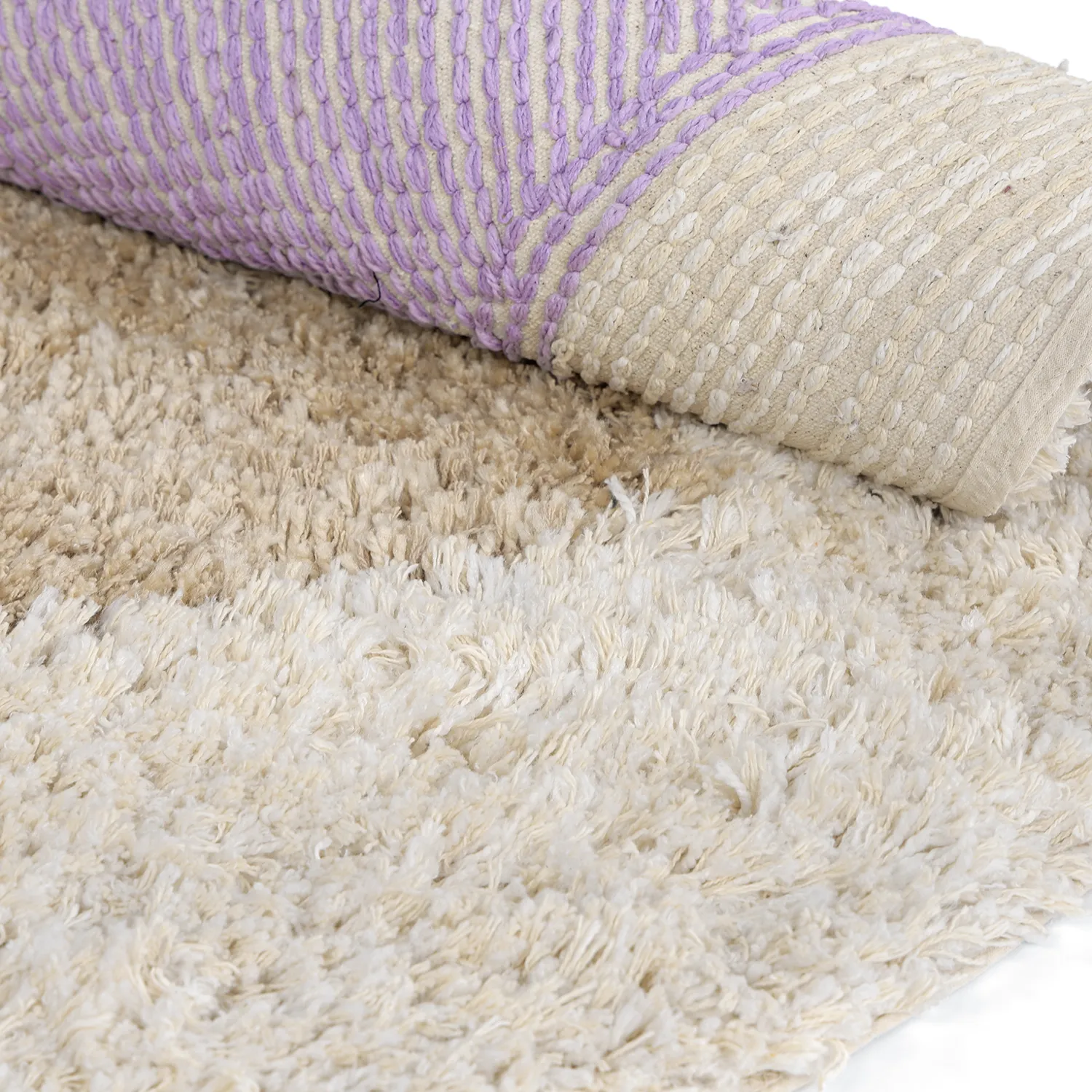 Round rug - Naousa Natural Cotton Shaggy (multi)