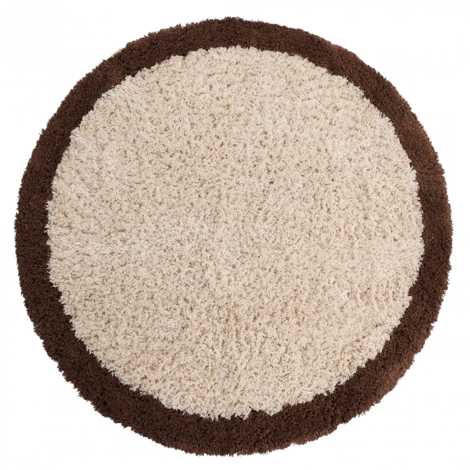 Round rug - Sagres Natural Cotton Shaggy (off-white/brown)