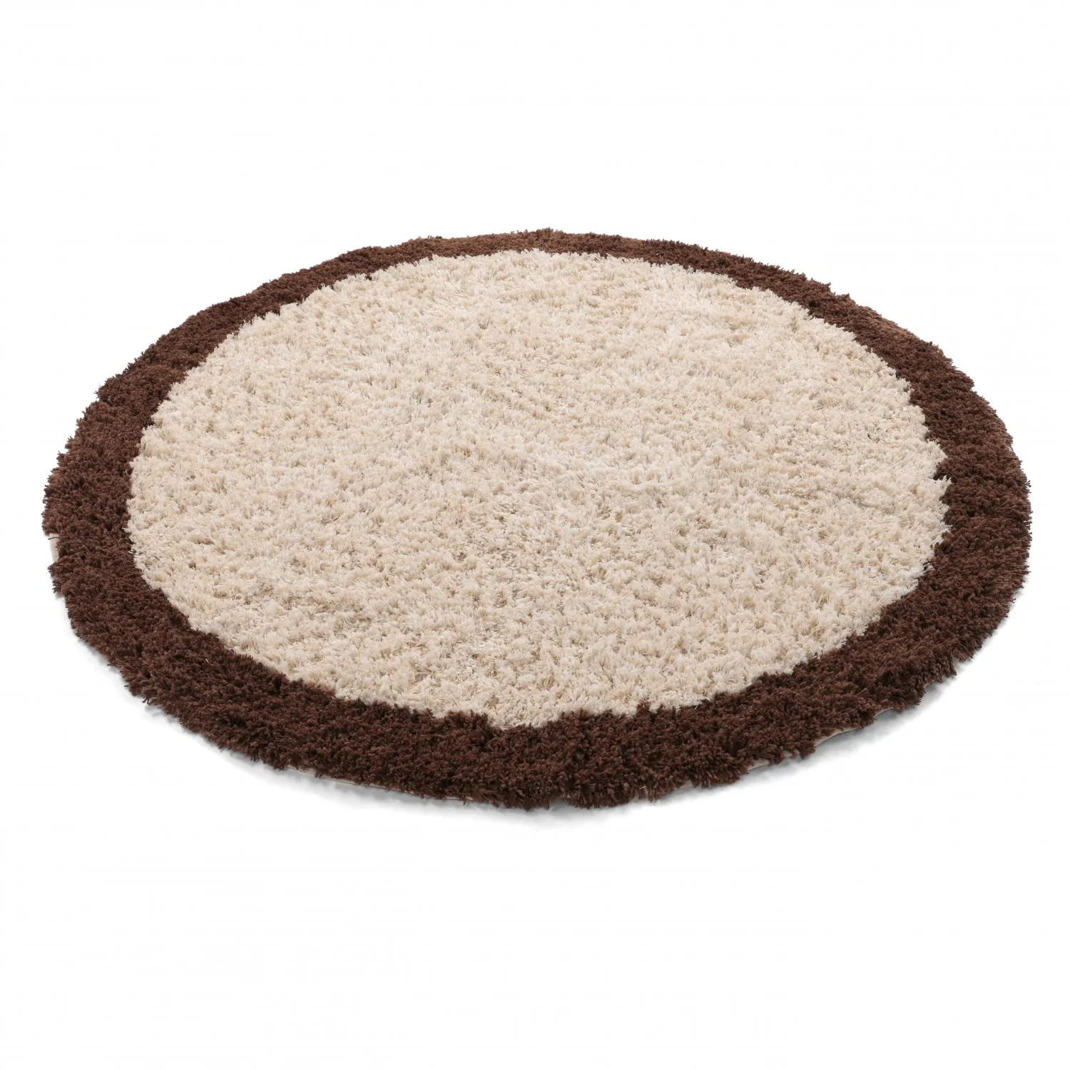 Round rug - Sagres Natural Cotton Shaggy (off-white/brown)