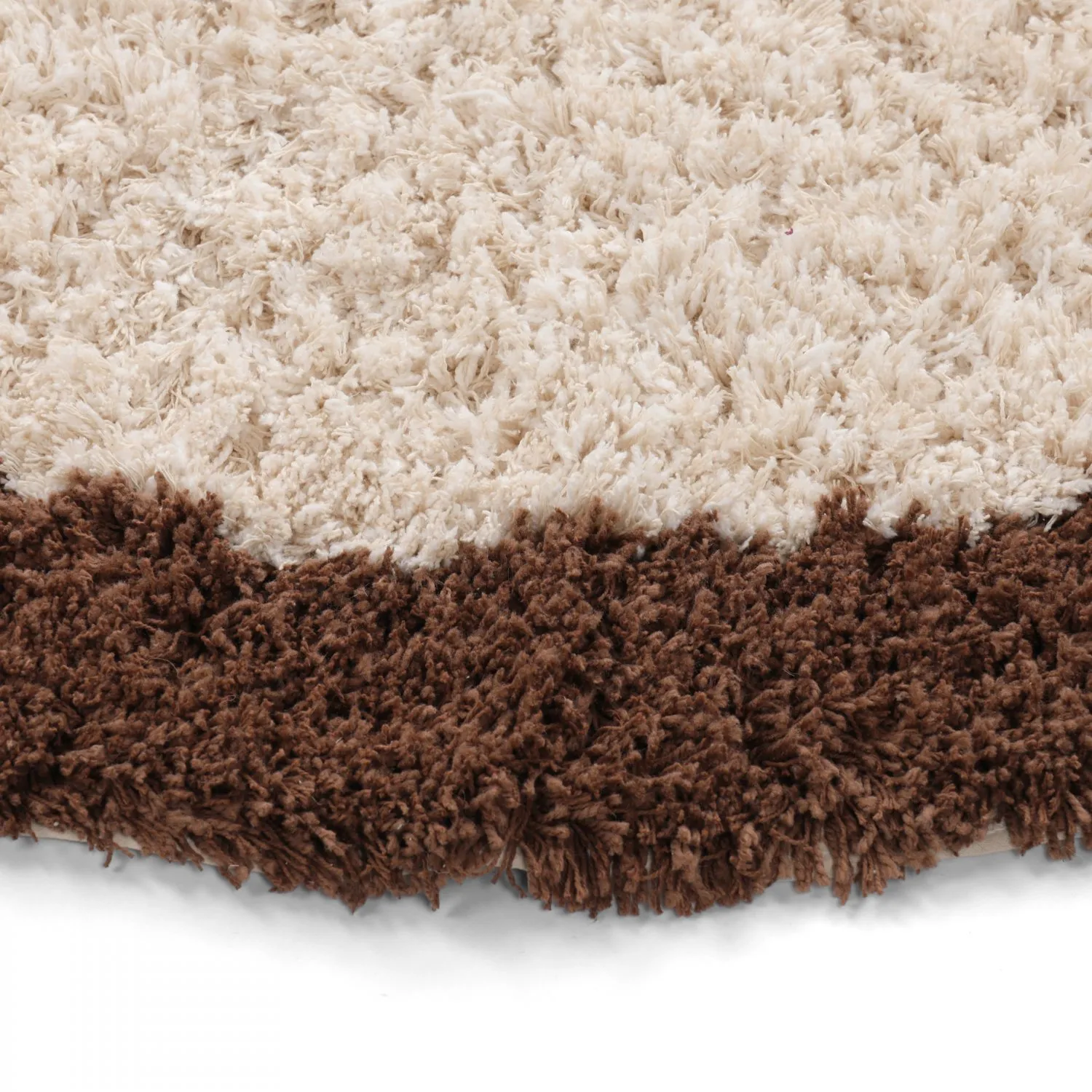 Round rug - Sagres Natural Cotton Shaggy (off-white/brown)