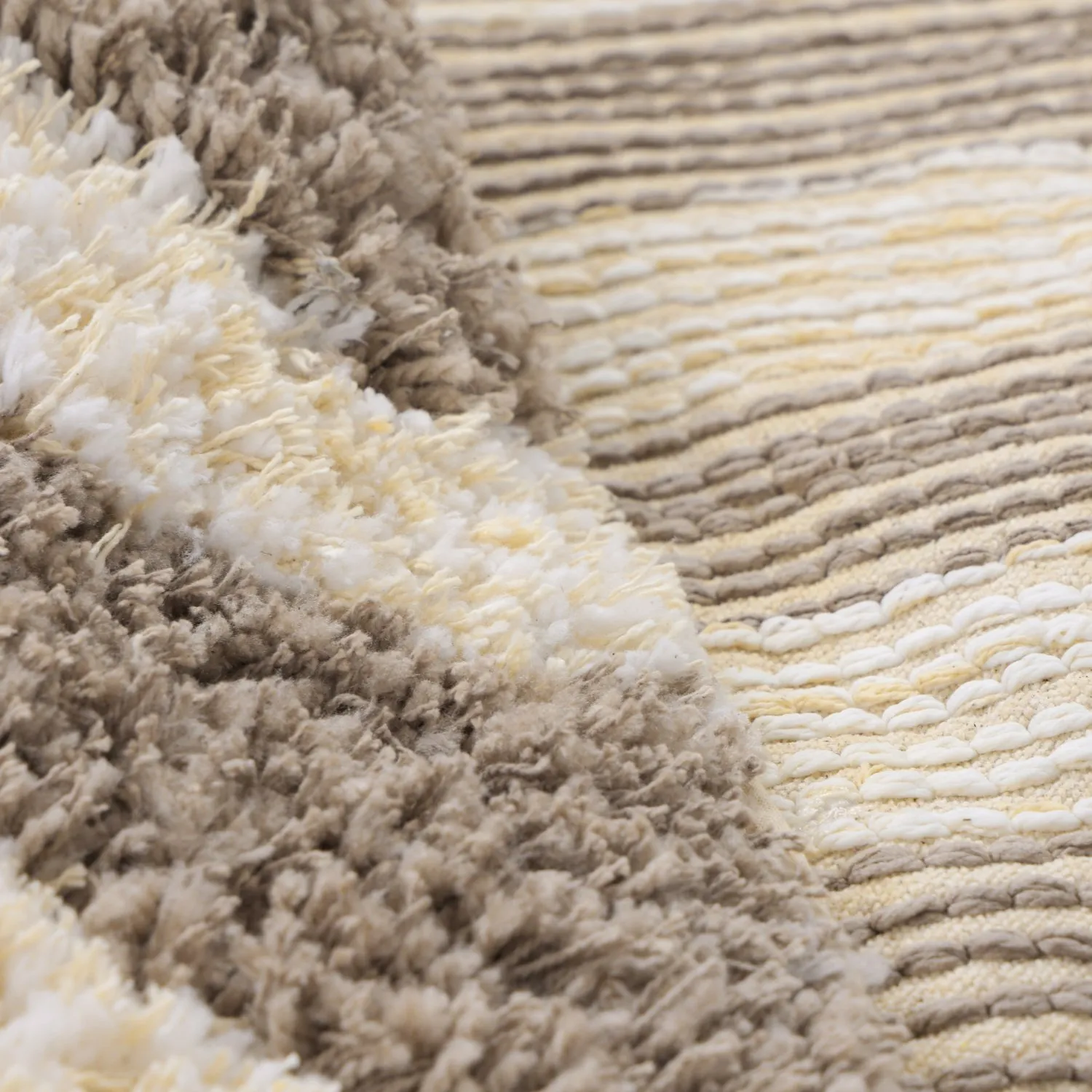 Round rug - Thira Stripe Cotton Shaggy (cream/taupe)