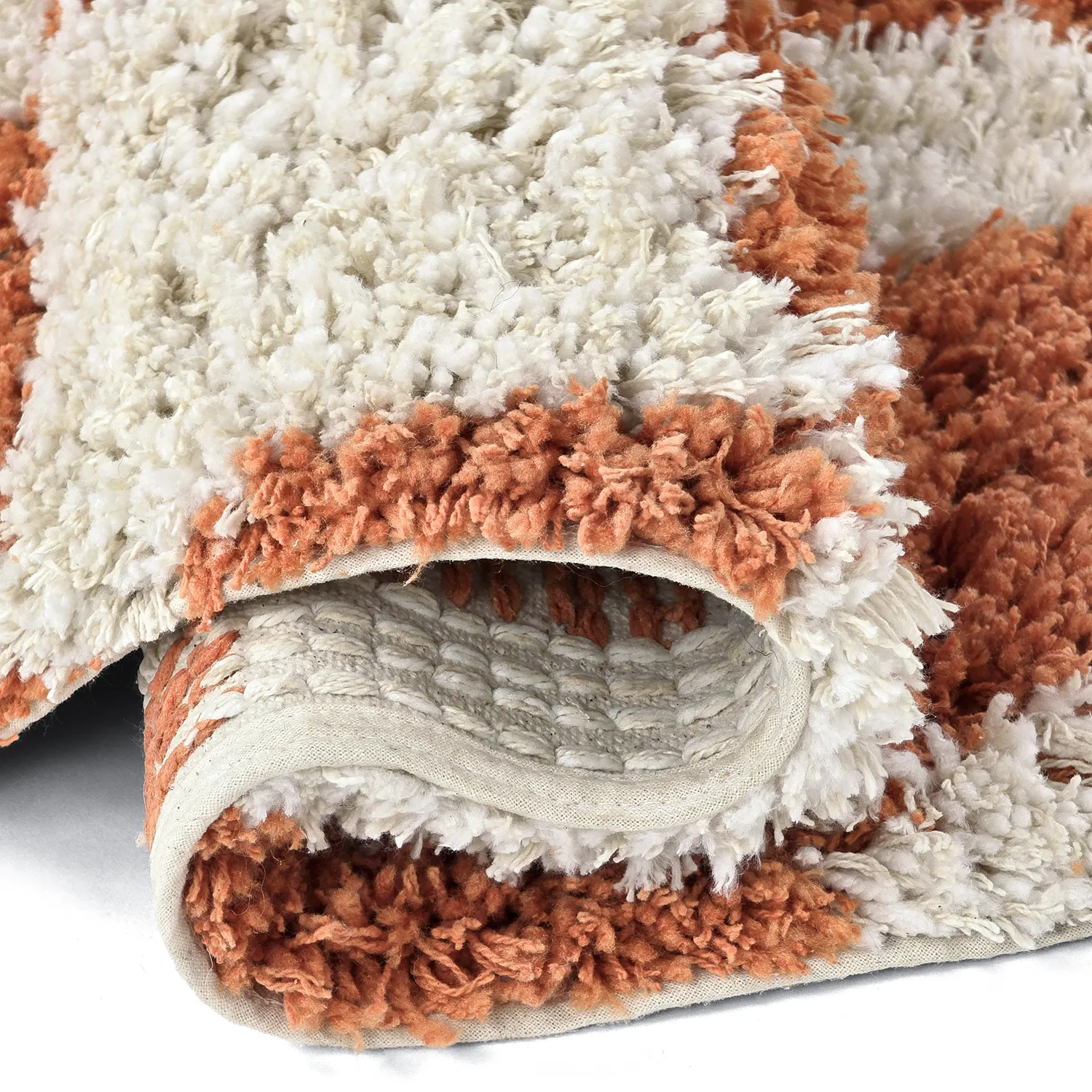 Round rug - Atrani Natural Cotton Shaggy (orange)