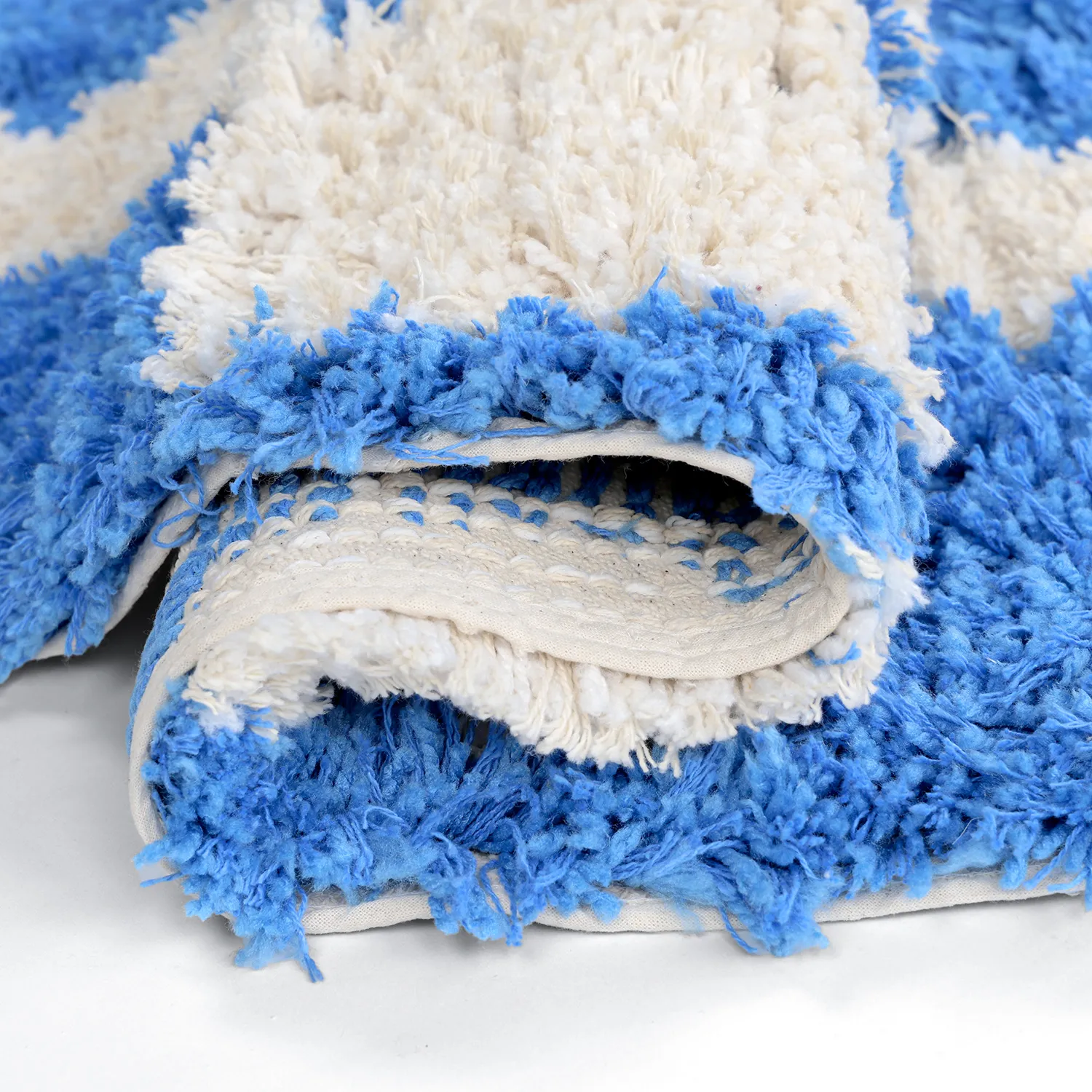 Round rug - Atrani Natural Cotton Shaggy (blue)