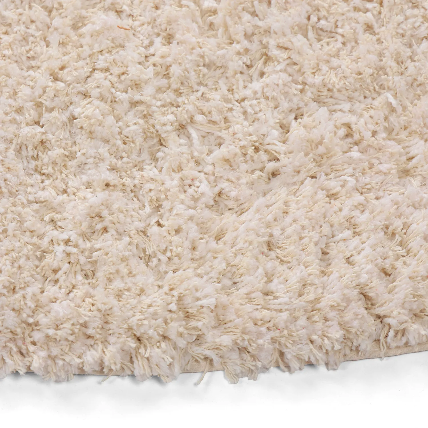 Round rug - Begur Natural Cotton Shaggy (off-white/burgundy)