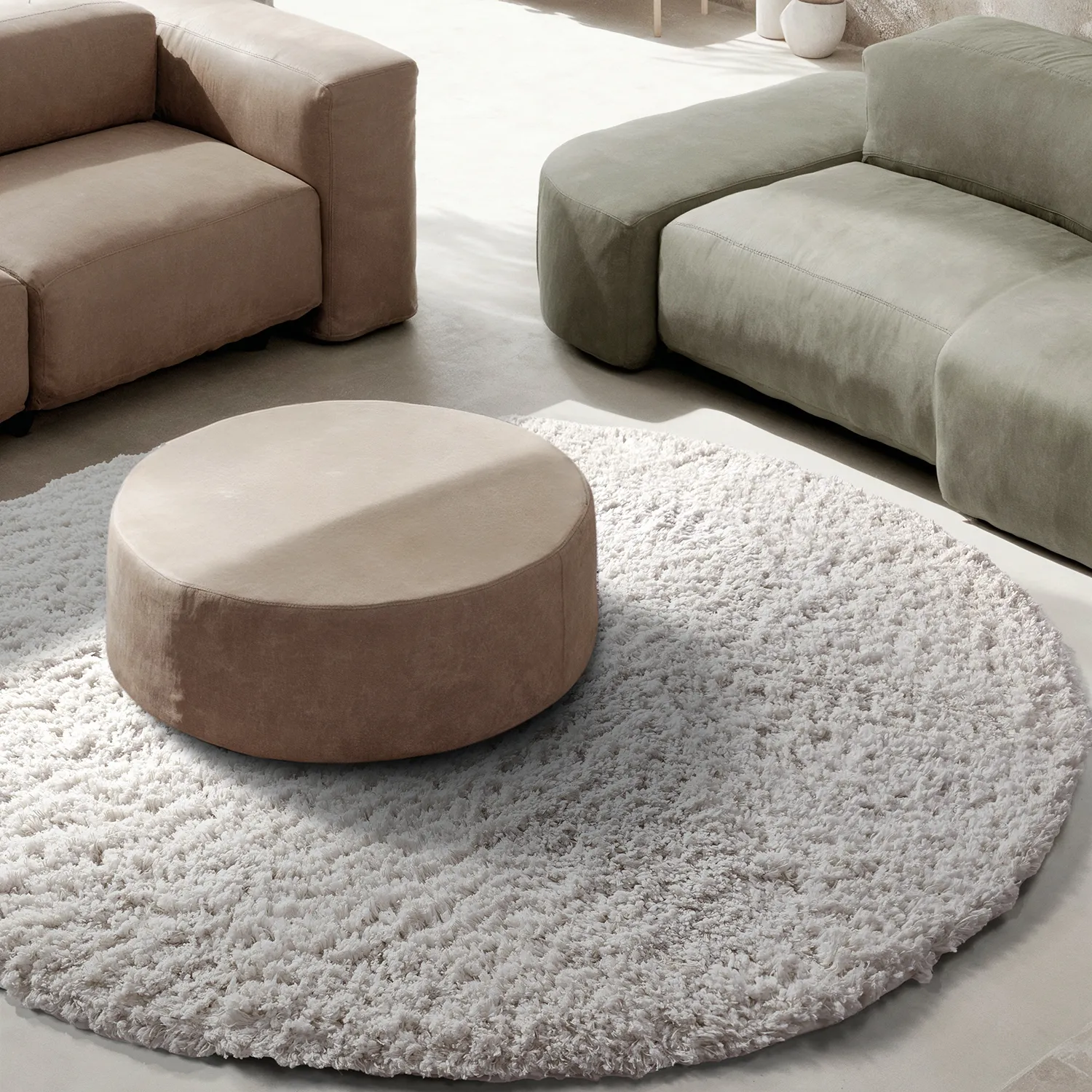 Round rug - Combarro Solid Cotton Shaggy (cream)