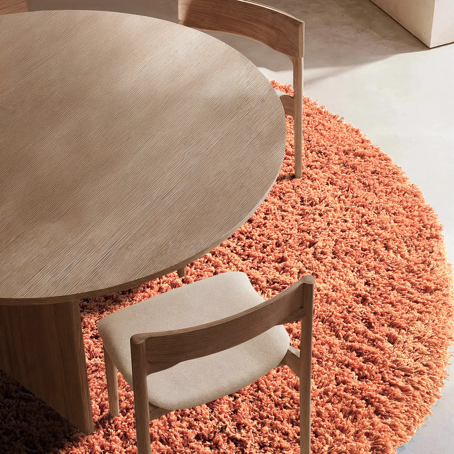 Round rug - Combarro Solid Cotton Shaggy (light orange)