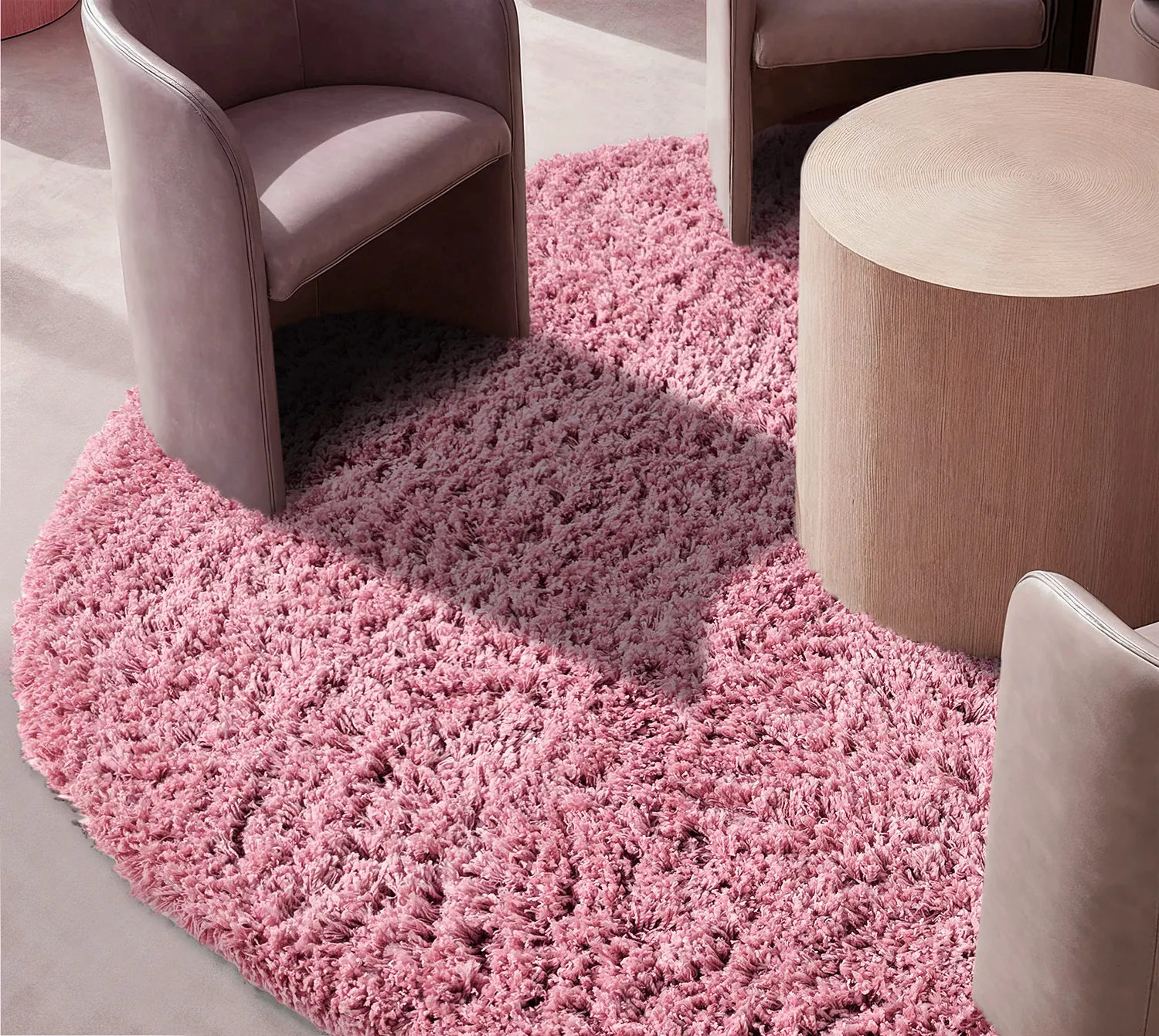 Round rug - Combarro Solid Cotton Shaggy (light pink)