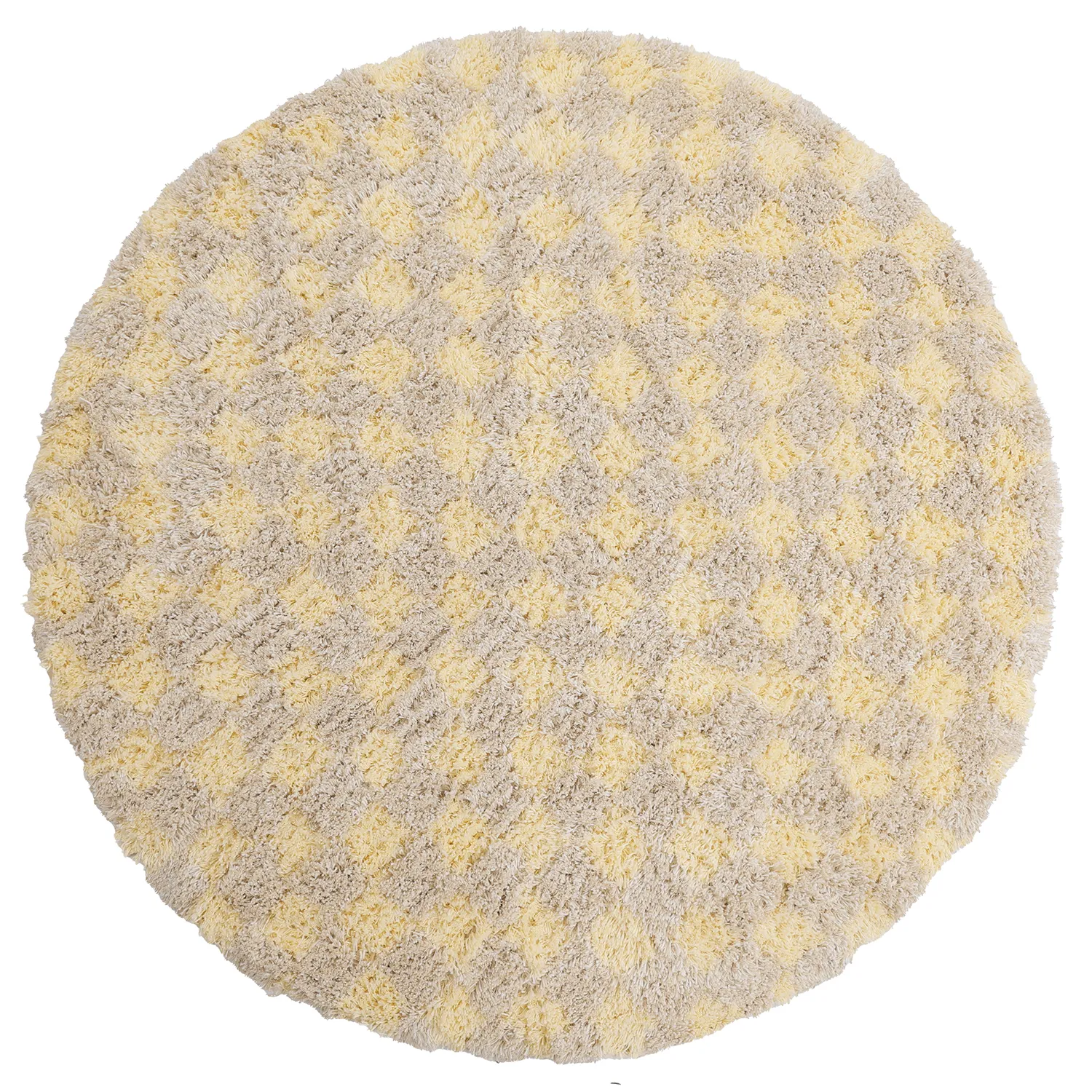 Round rug - Methoni Check Cotton Shaggy (cream/light yellow)