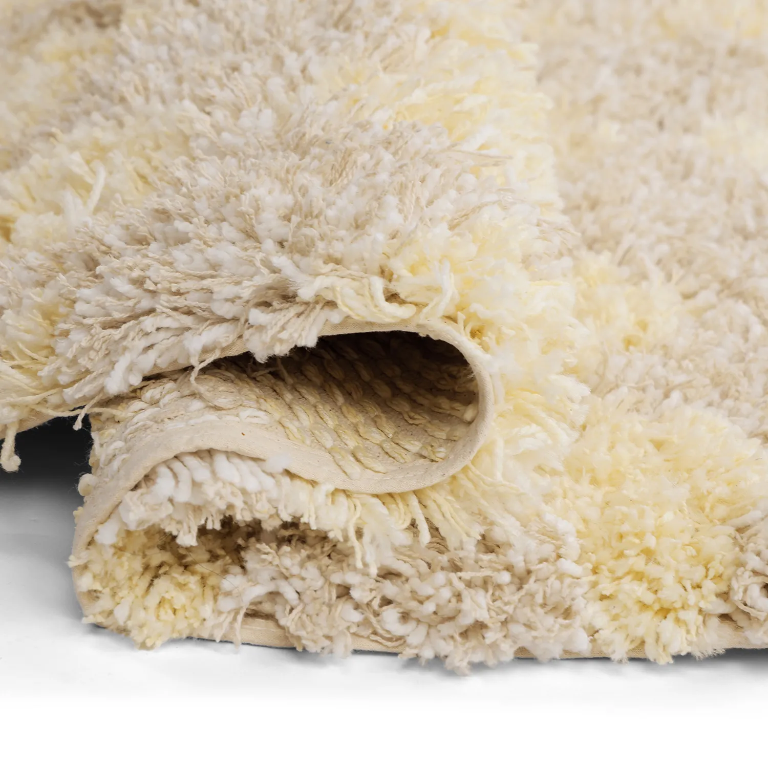 Round rug - Methoni Check Cotton Shaggy (cream/light yellow)