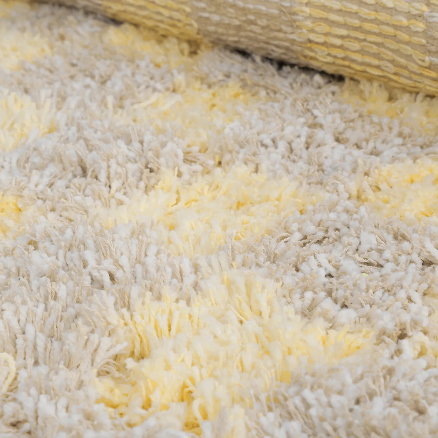 Round rug - Methoni Check Cotton Shaggy (cream/light yellow)