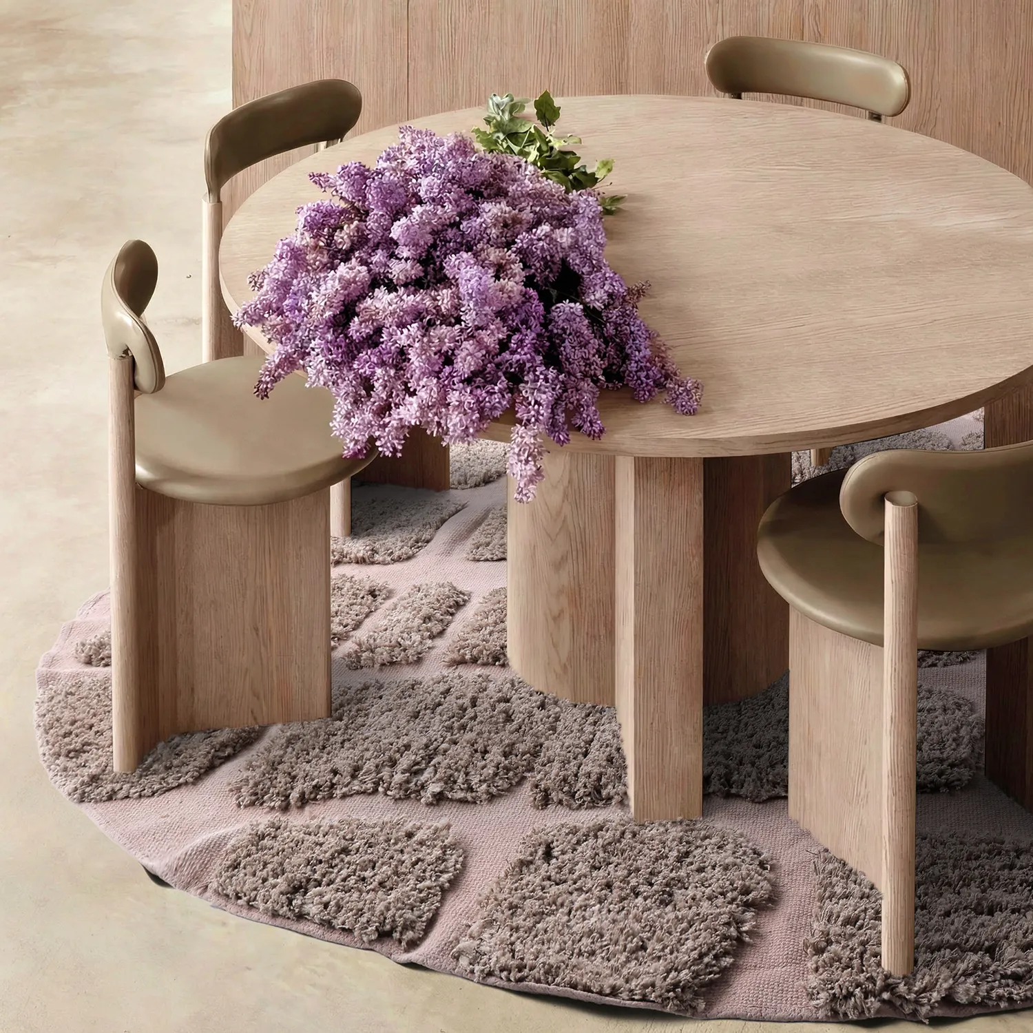 Round rug - Otranto Natural Cotton Shaggy (taupe)