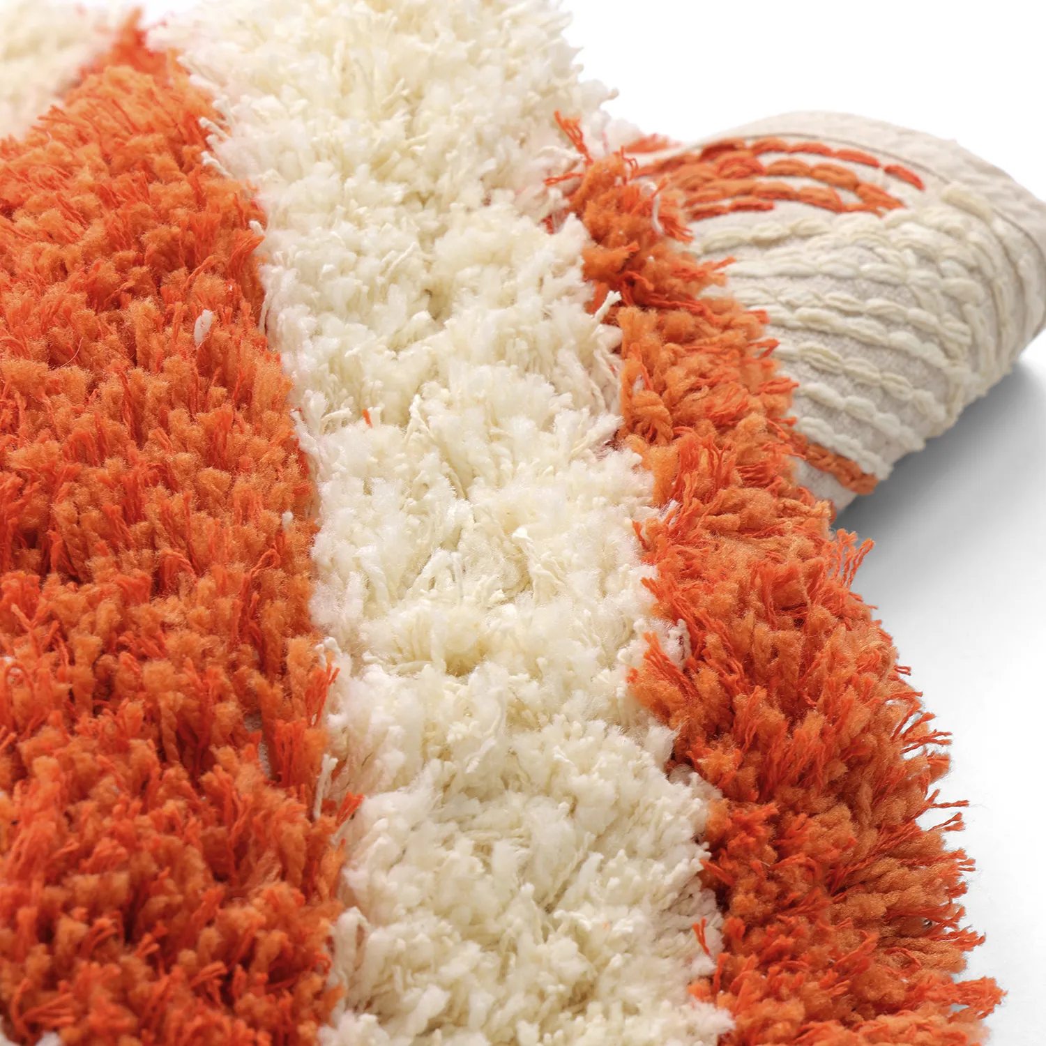 Round rug - Thira Stripe Cotton Shaggy (light yellow/light orange)