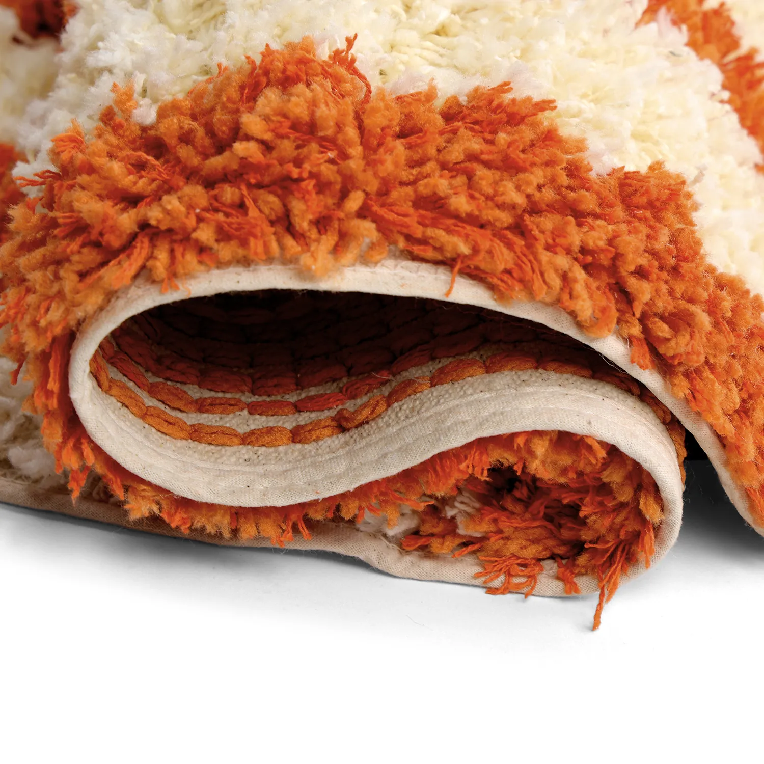 Round rug - Thira Stripe Cotton Shaggy (light yellow/light orange)