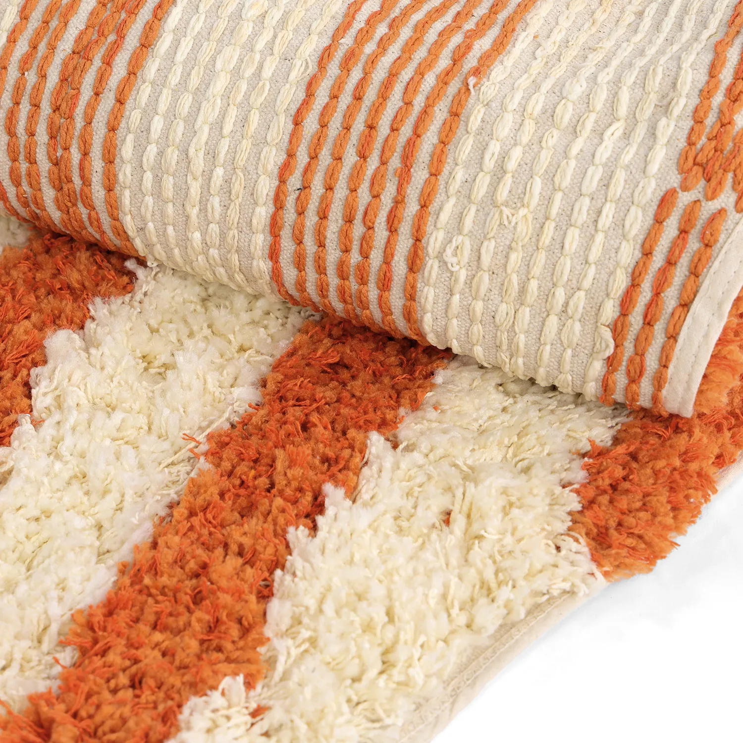Round rug - Thira Stripe Cotton Shaggy (light yellow/light orange)