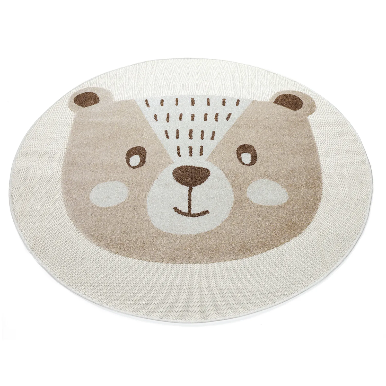 Round Children's Rug - Kind Bear (cream)