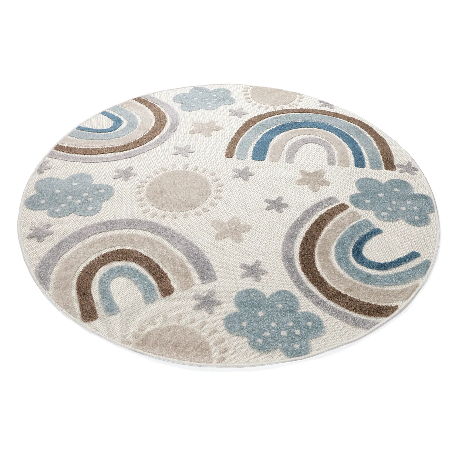 Round Children's Rug - Rainbow Potpourri (cream/multi)