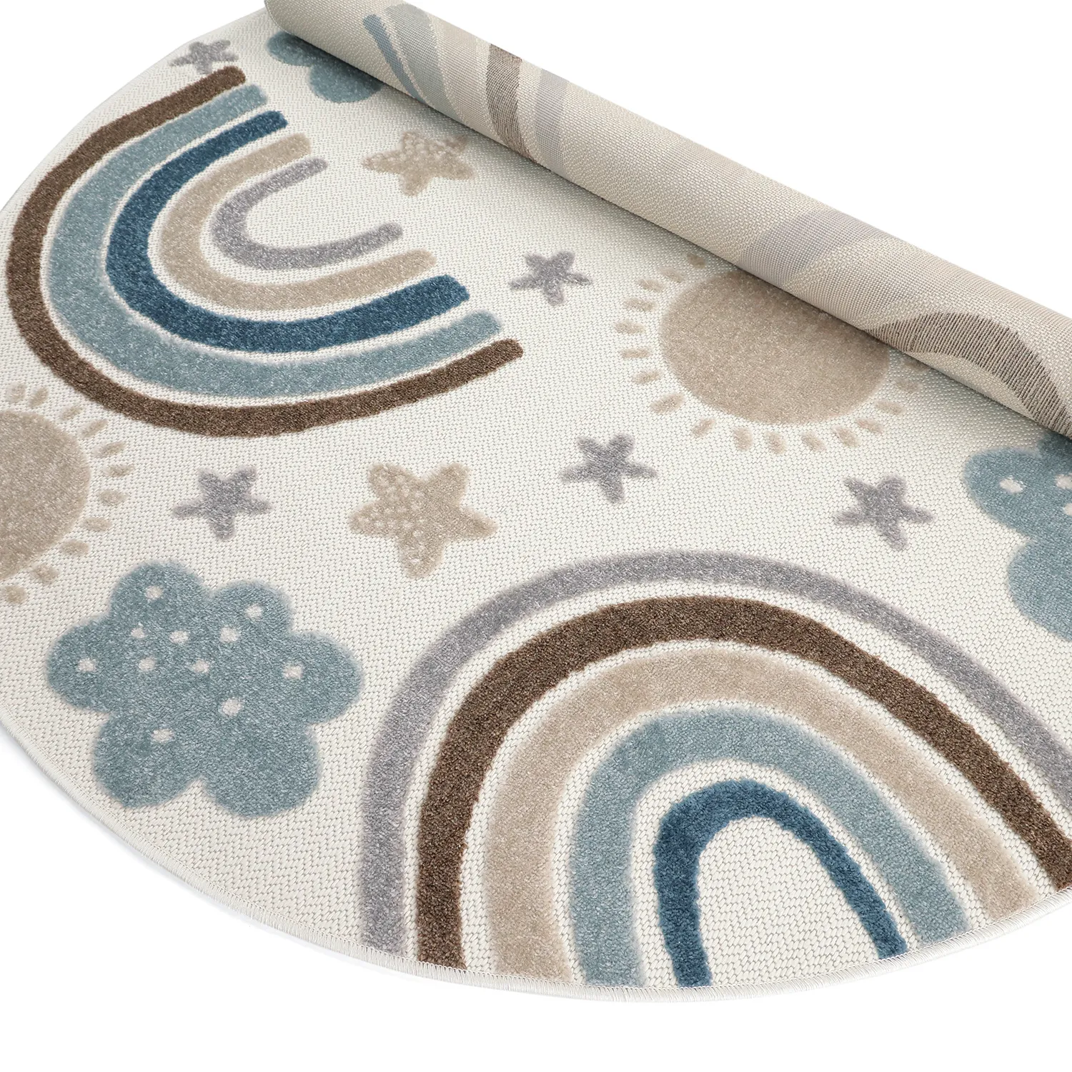 Round Children's Rug - Rainbow Potpourri (cream/multi)