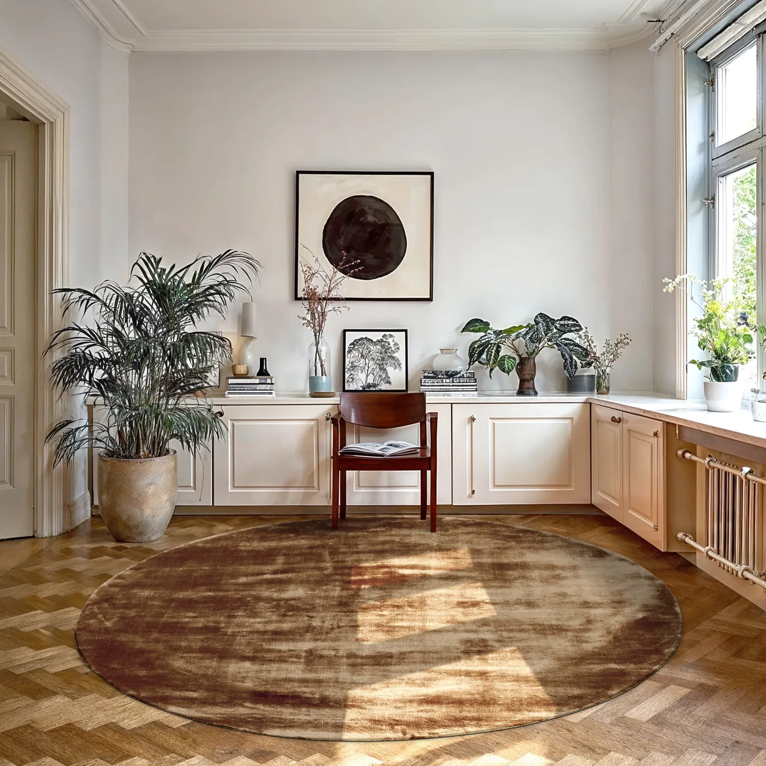 Round rug - Jodhpur Special Luxury Edition (brown)