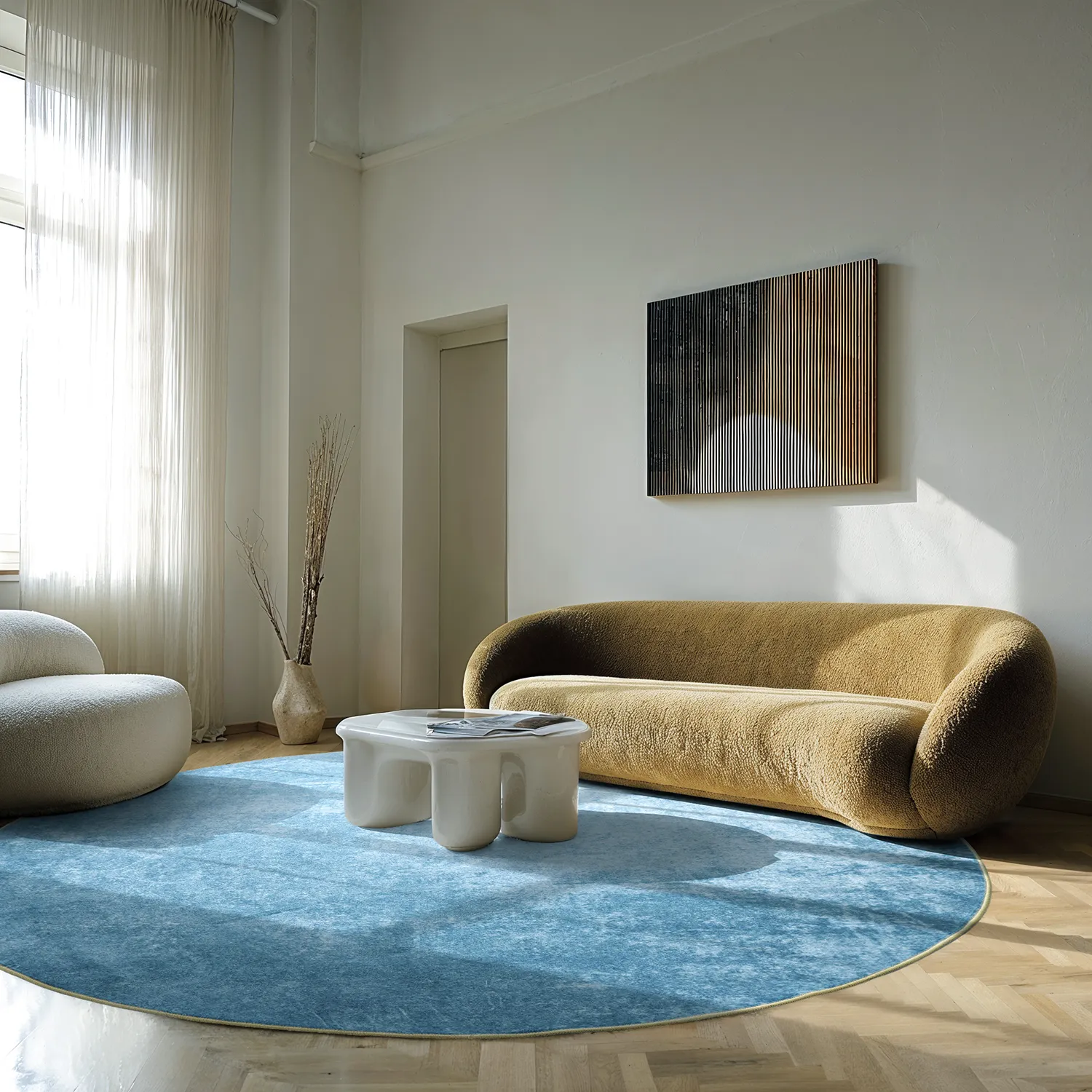 Round rug - Lynton (blue)