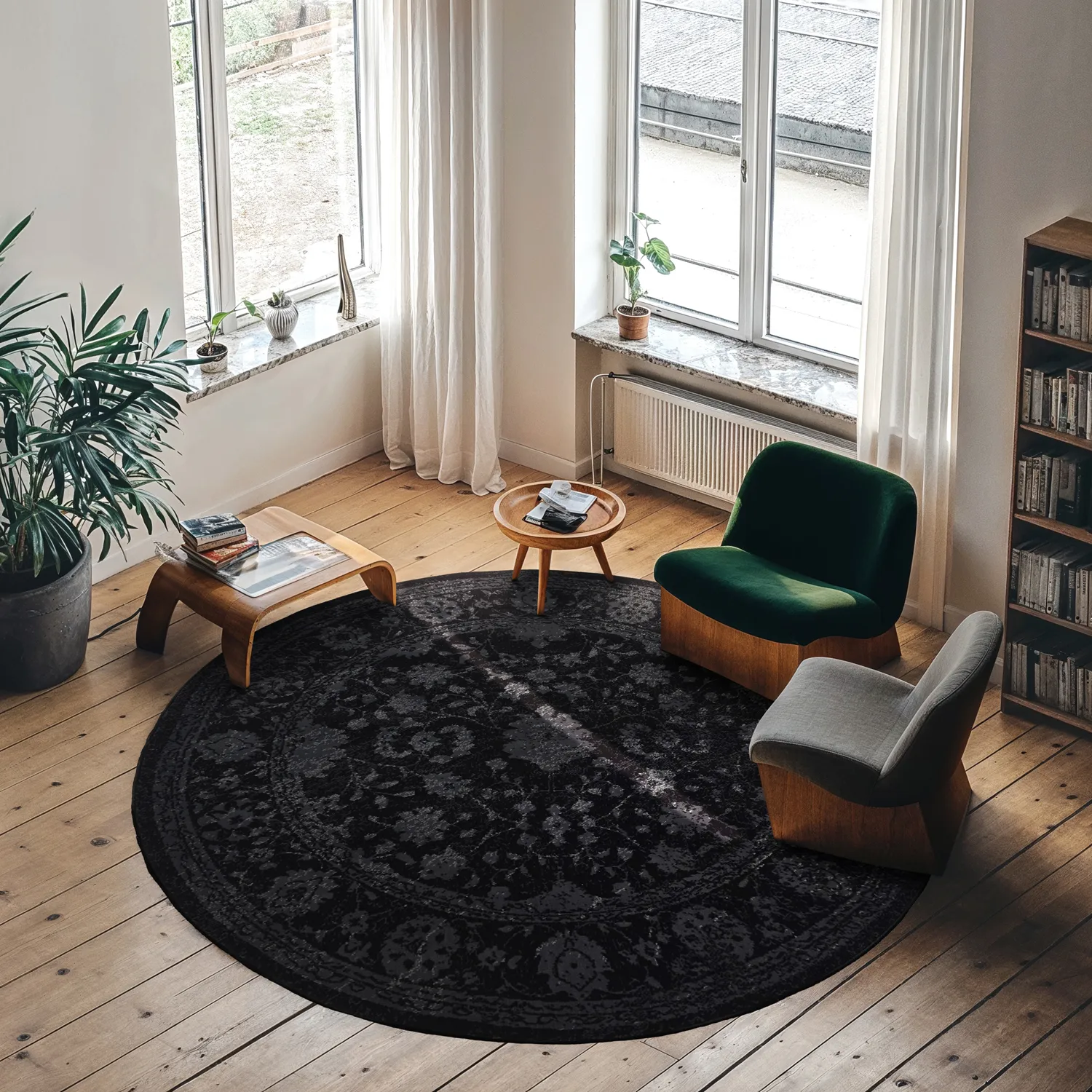 Round rug - Peking Majestic (black)