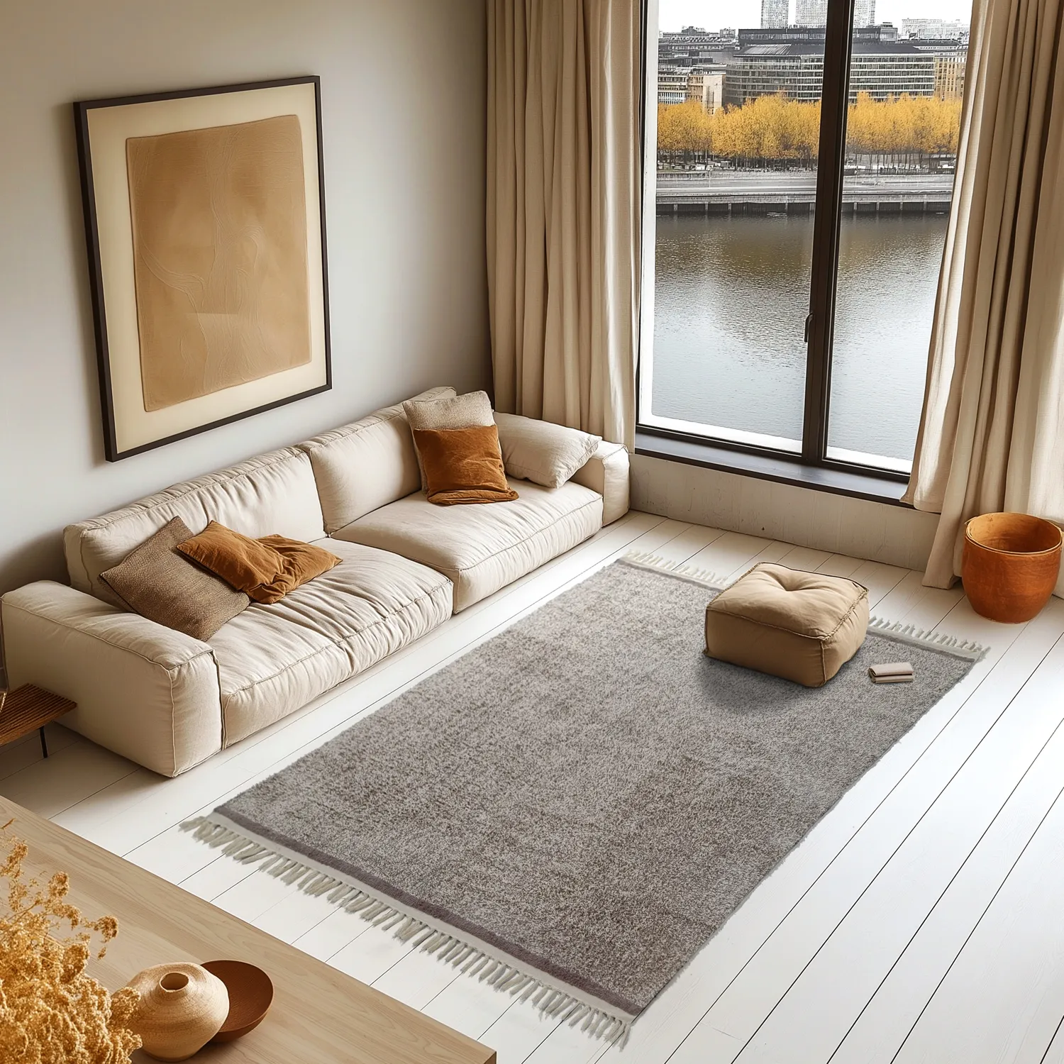 Shaggy rugs - Celina Natural Cotton Shaggy (beige/brown)