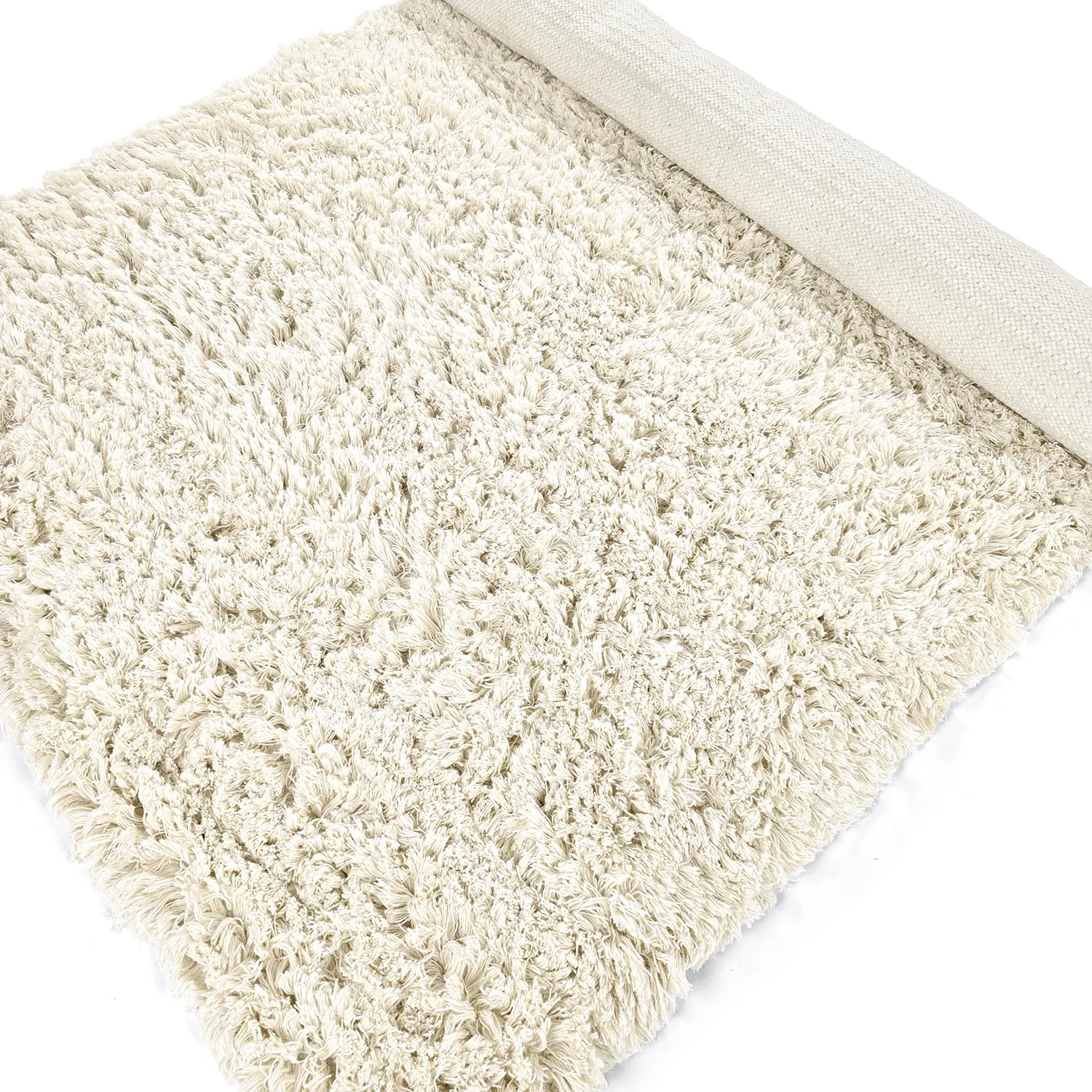 Shaggy rugs - Fassale Hand Woven Wool Shaggy (white)