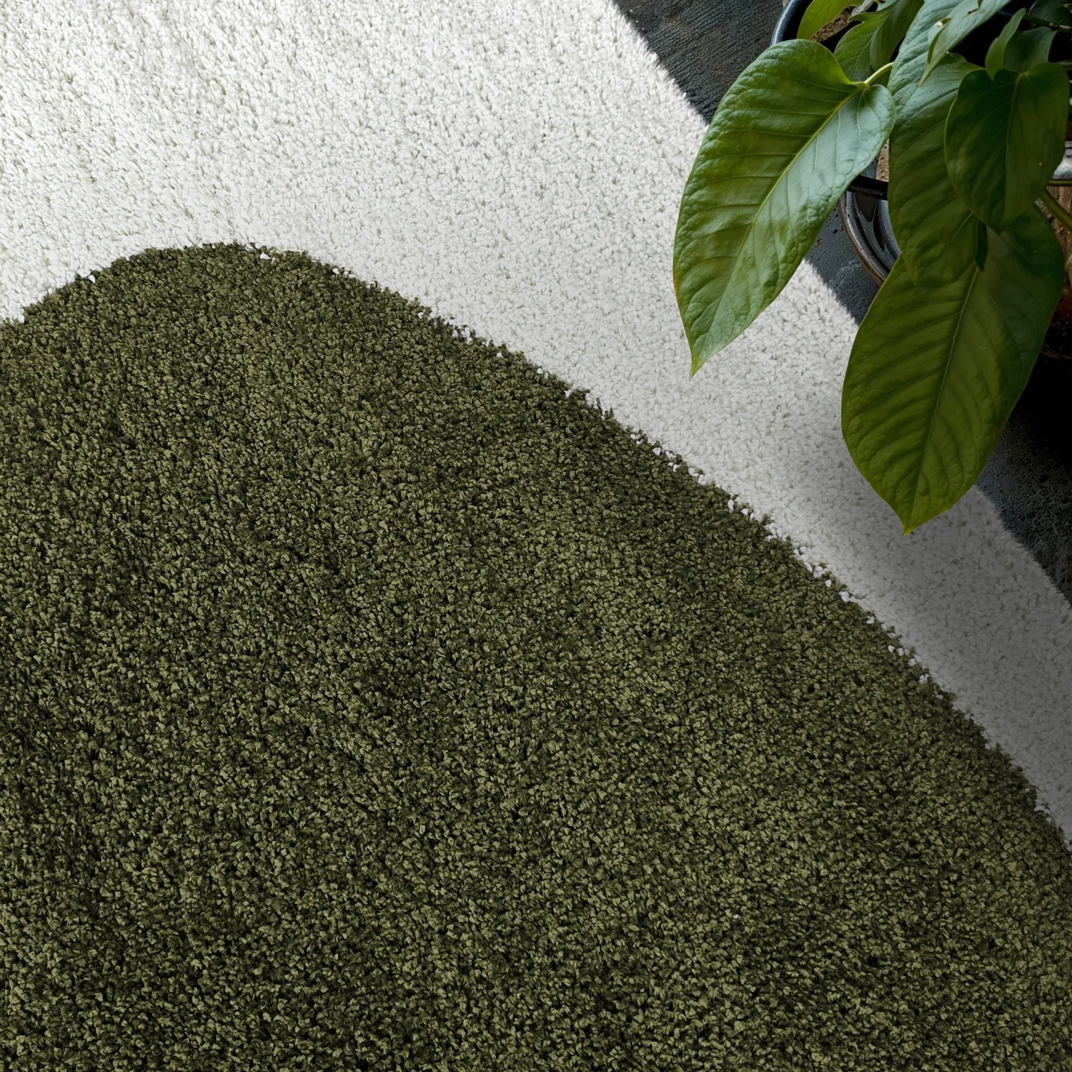Shaggy rugs - Sanghar (white/orange/green)