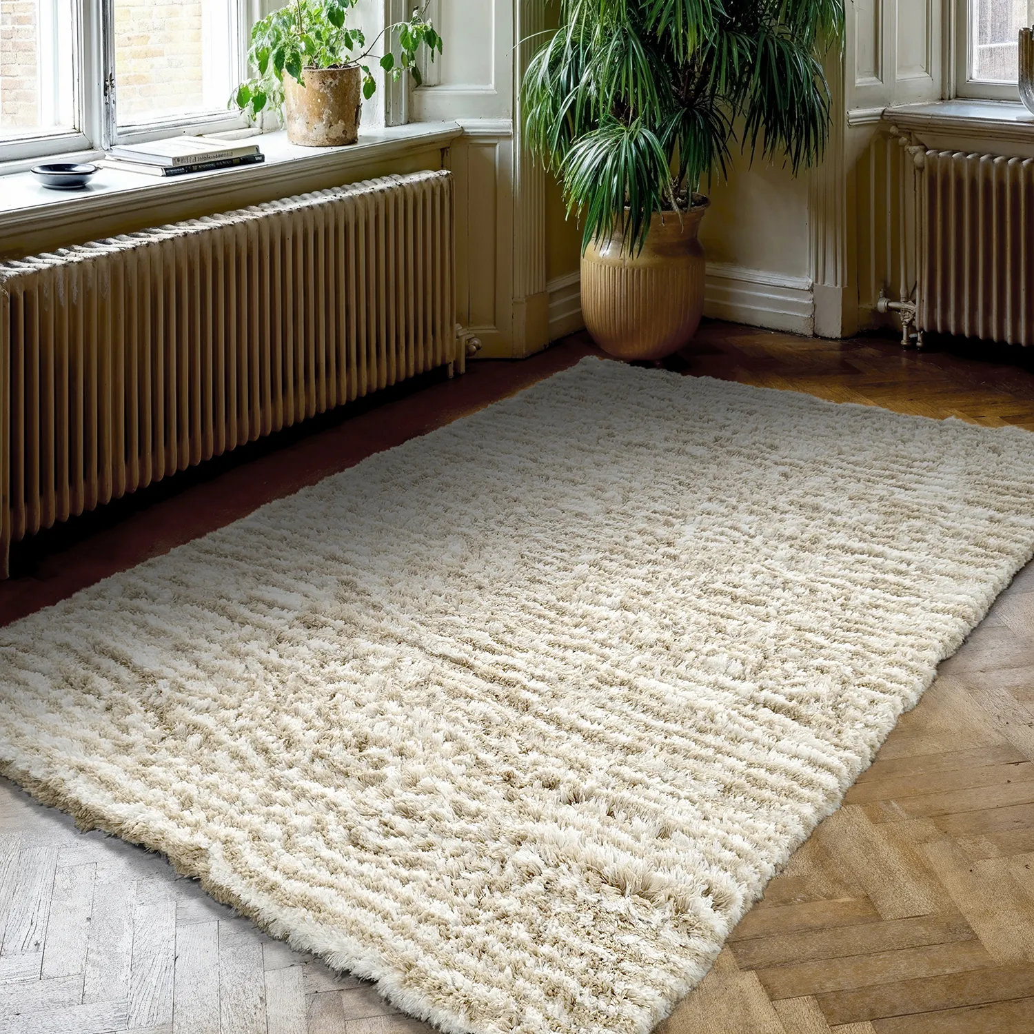 Shaggy rugs - Aden (beige/white)