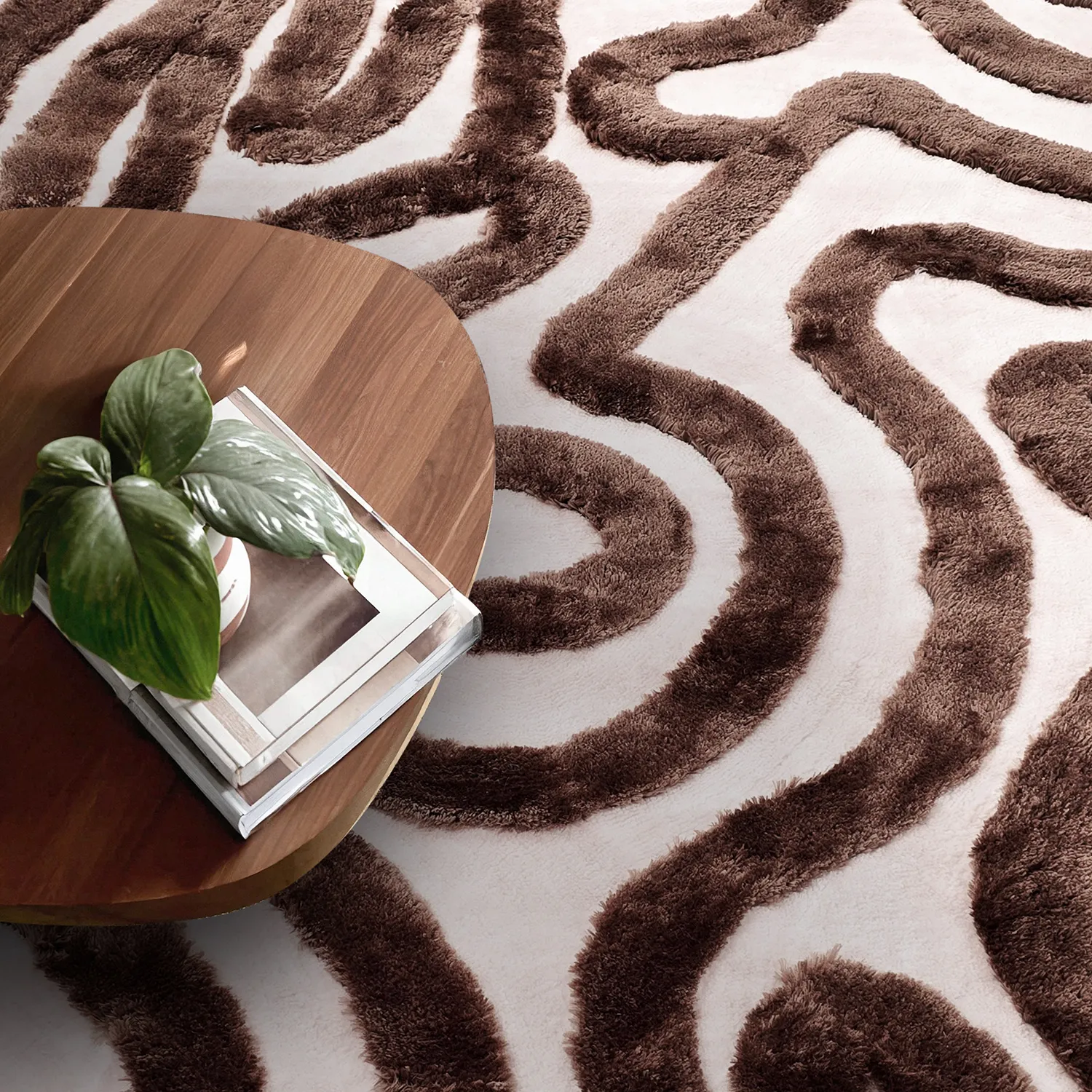 Shaggy rugs - Akaba (brown/light pink)