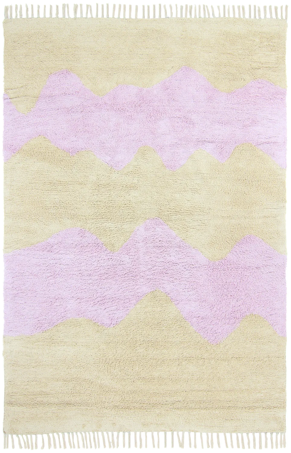 Shaggy rugs - Amira Natural Cotton Shaggy (beige/purple)