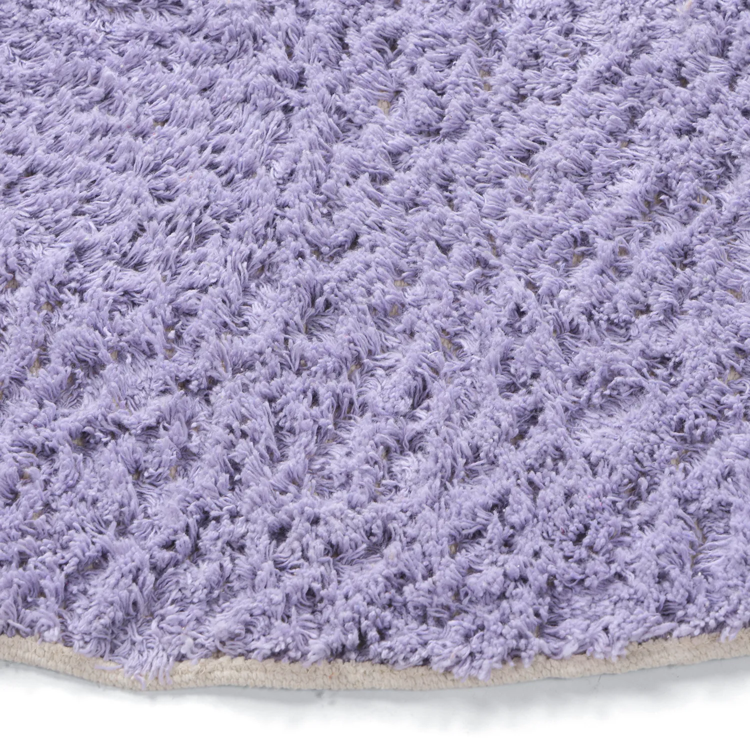 Round rug - Amira Natural Cotton Shaggy (purple/beige)