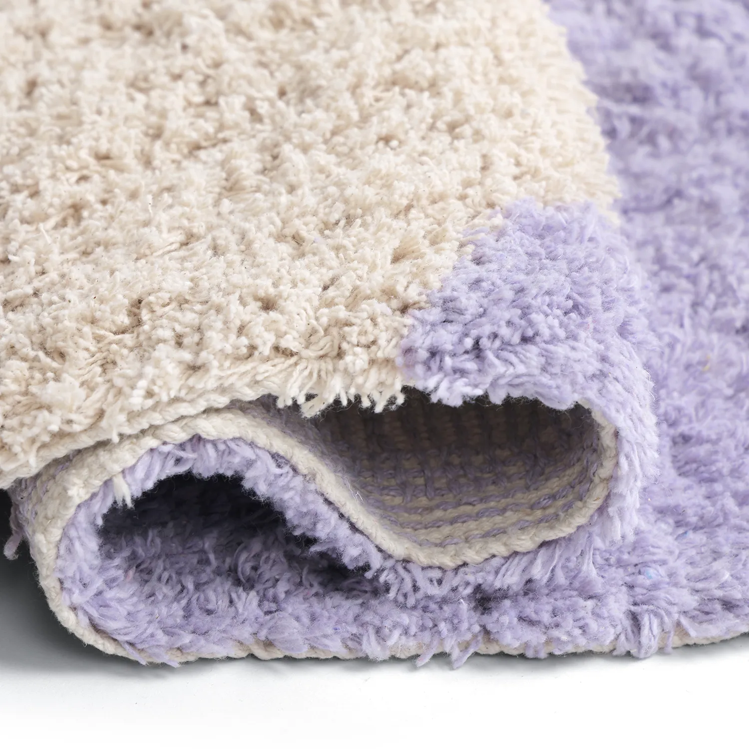 Shaggy rugs - Amira Natural Cotton Shaggy (purple/beige)