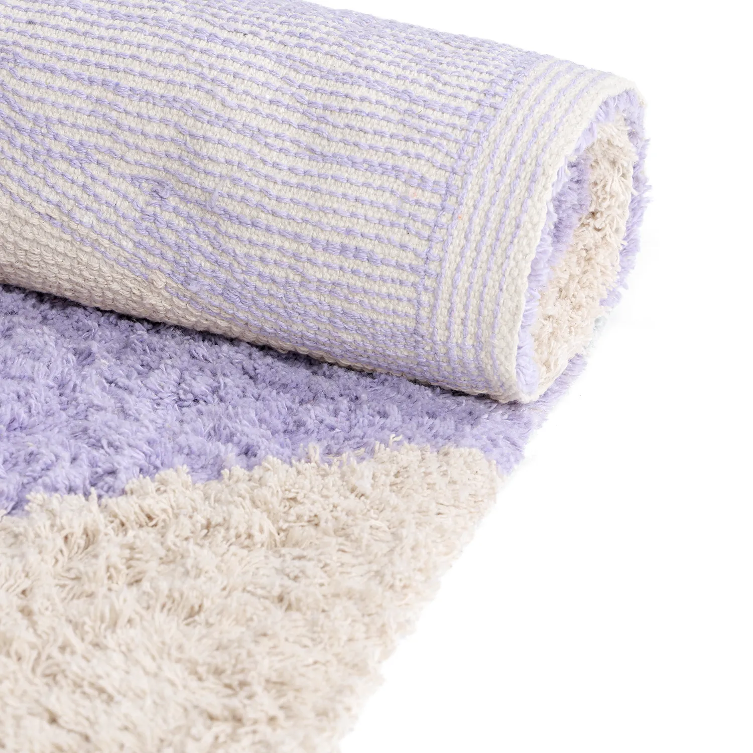 Shaggy rugs - Amira Natural Cotton Shaggy (purple/beige)