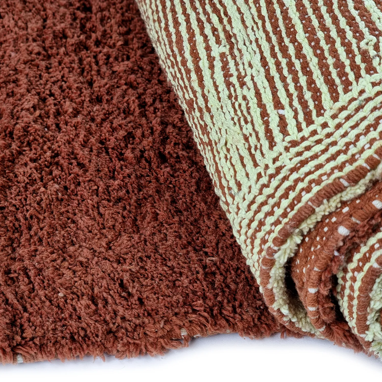 Shaggy rugs - Amira Natural Cotton Shaggy (red/beige)