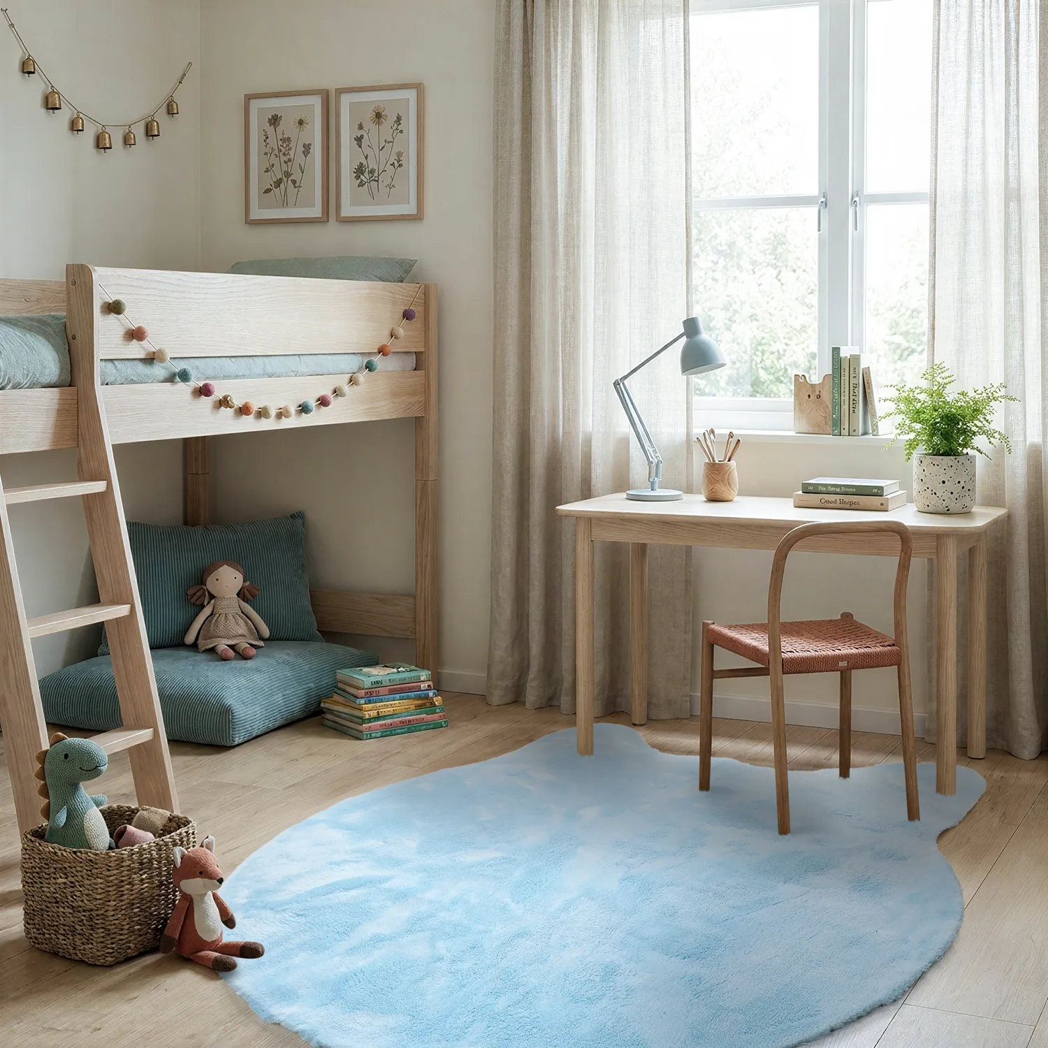 Children's Rug - Aranga Super Soft Cat (light blue)