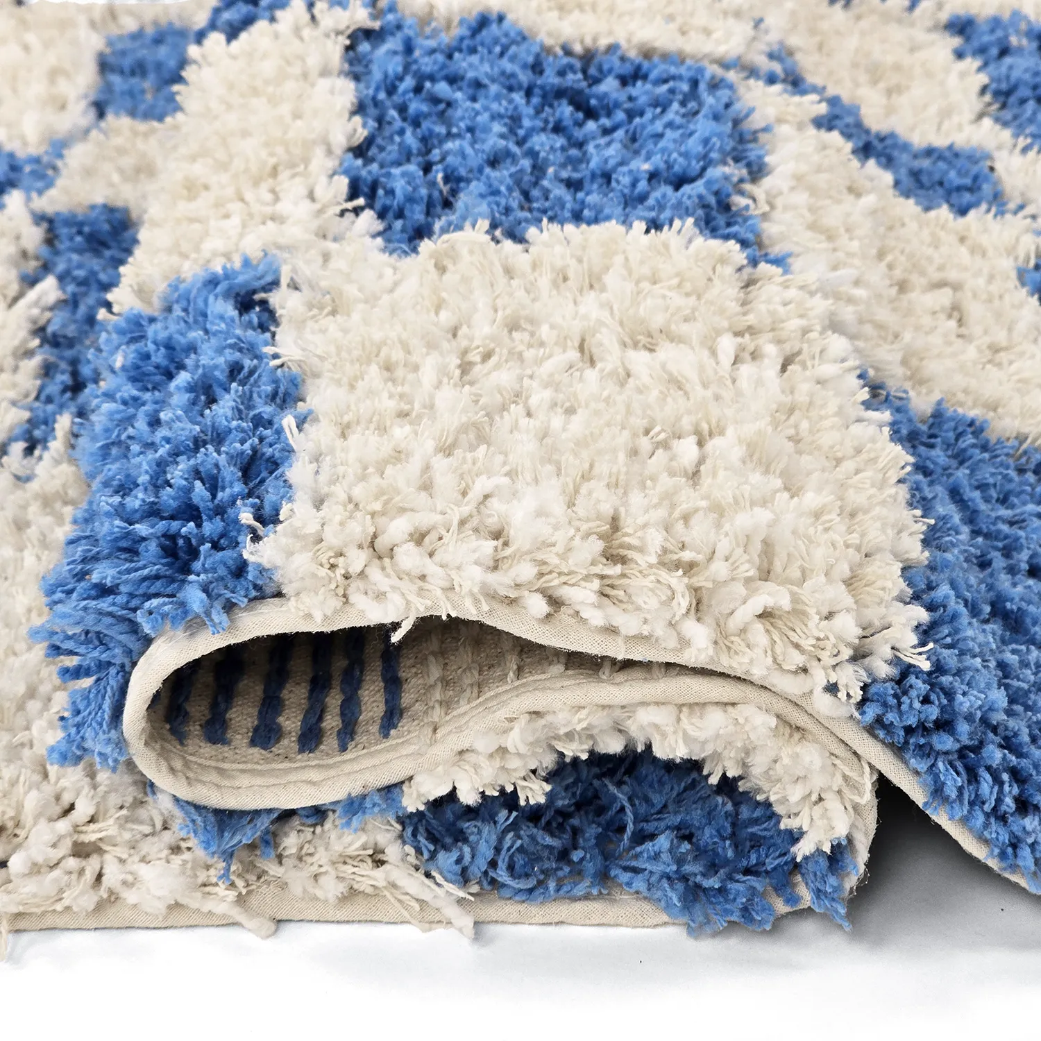 Shaggy rugs - Atrani Natural Cotton Shaggy (blue)