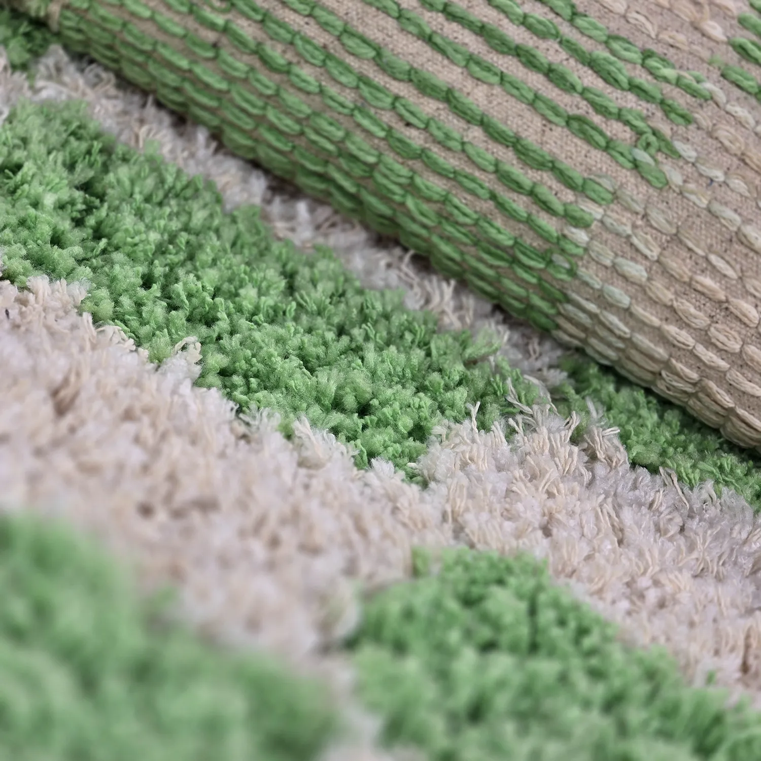 Shaggy rugs - Atrani Natural Cotton Shaggy (green)